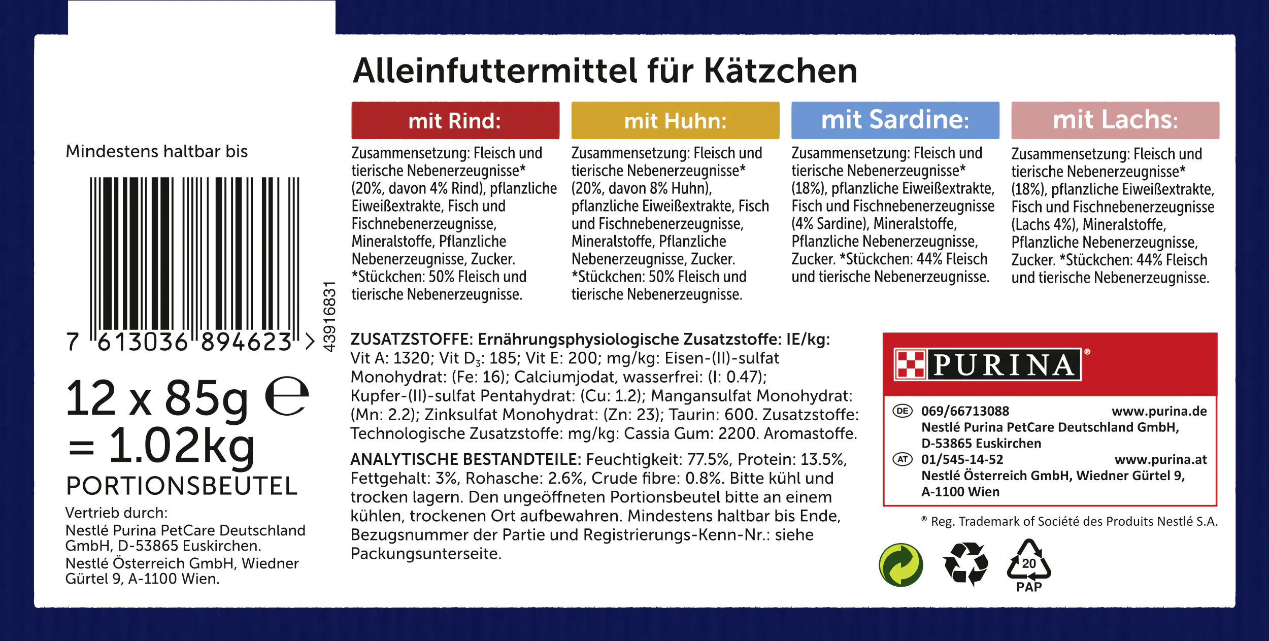 Felix Junior Gemischte Vielfalt in Gelee Katzenfutter 12 x 85g