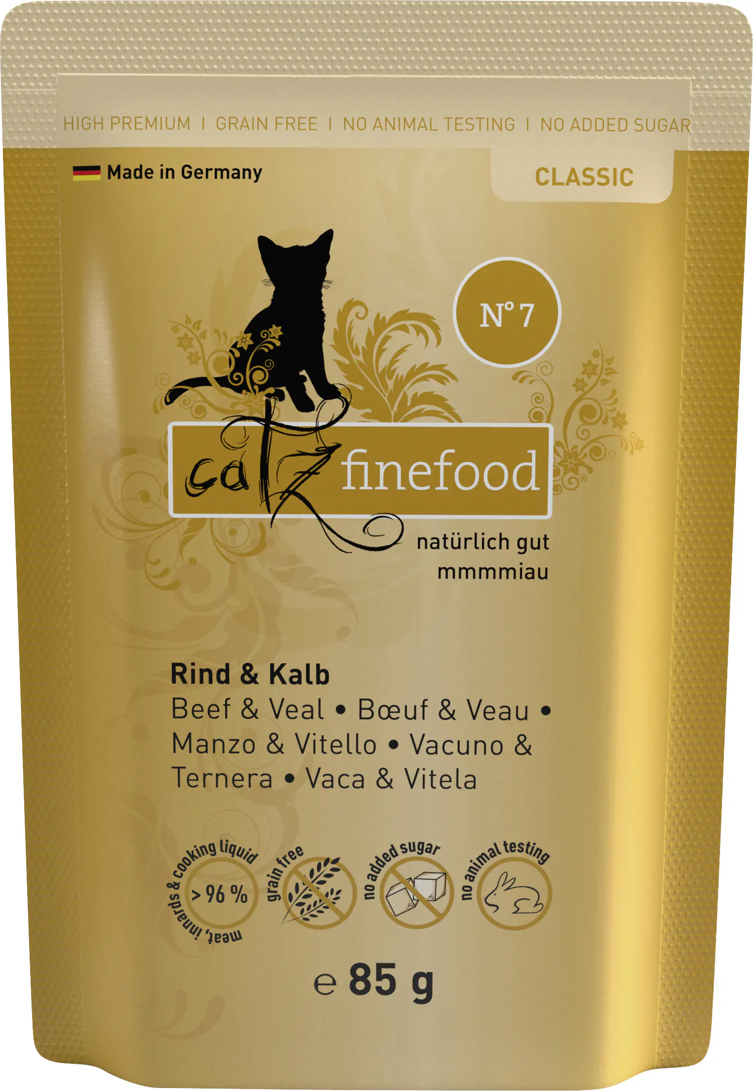 Catz Finefood Katzenfutter Classic No. 7 Kalb & Rind 85 g