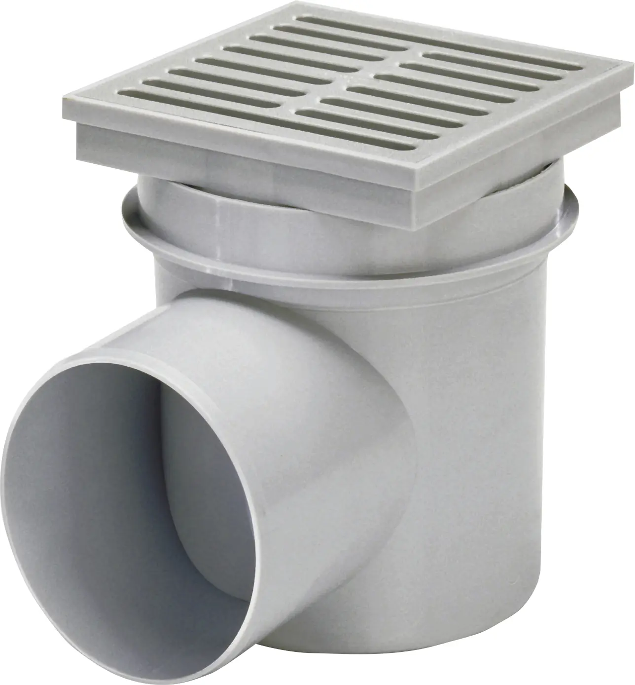 ACO Haus- und Hofablauf  150 x 150 mm, grau, DN110, Ablauf waagerecht