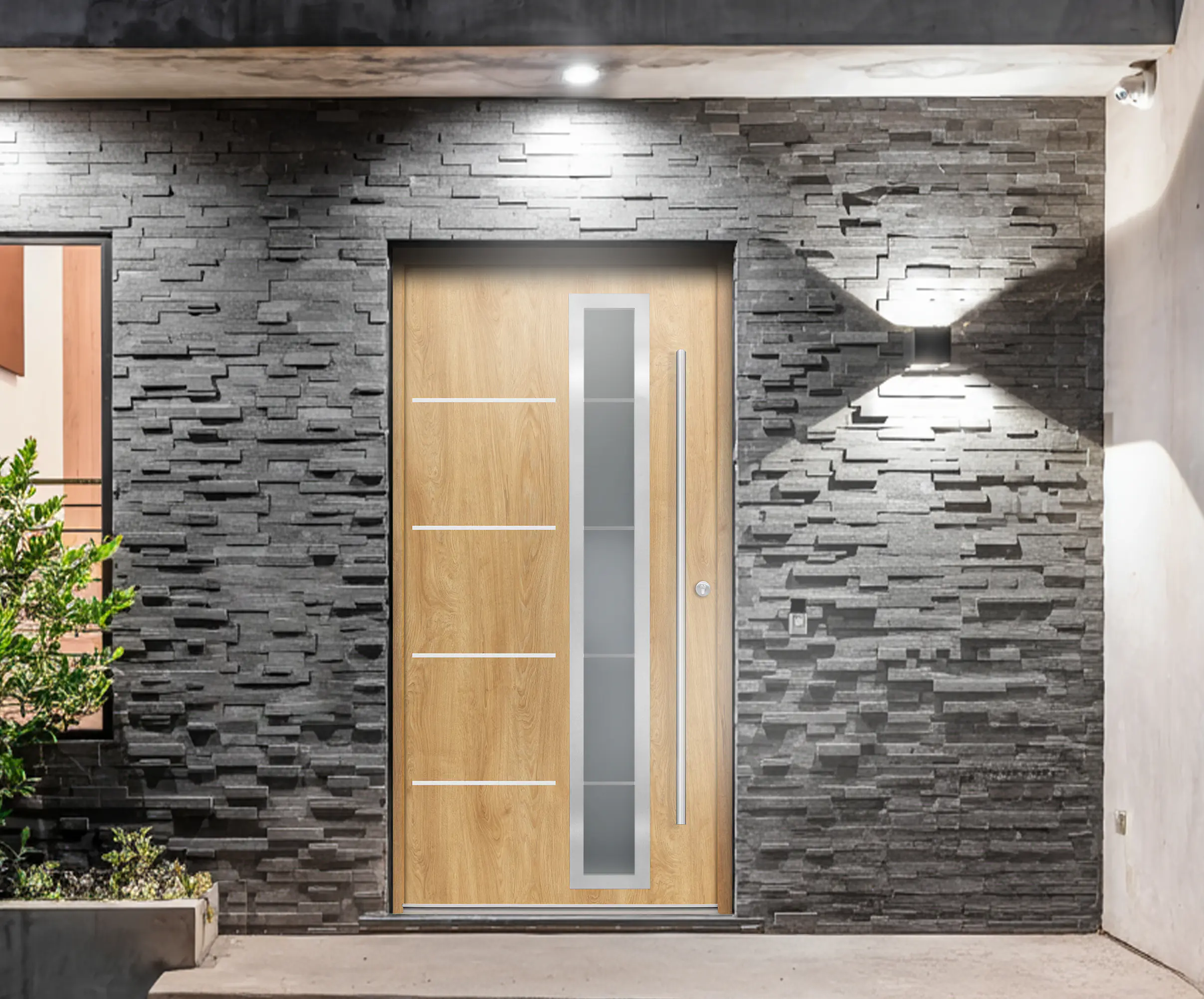 Splendoor Haustür Passivedoor Premium B06 Eiche Natur DIN Rechts 100 x 210 cm