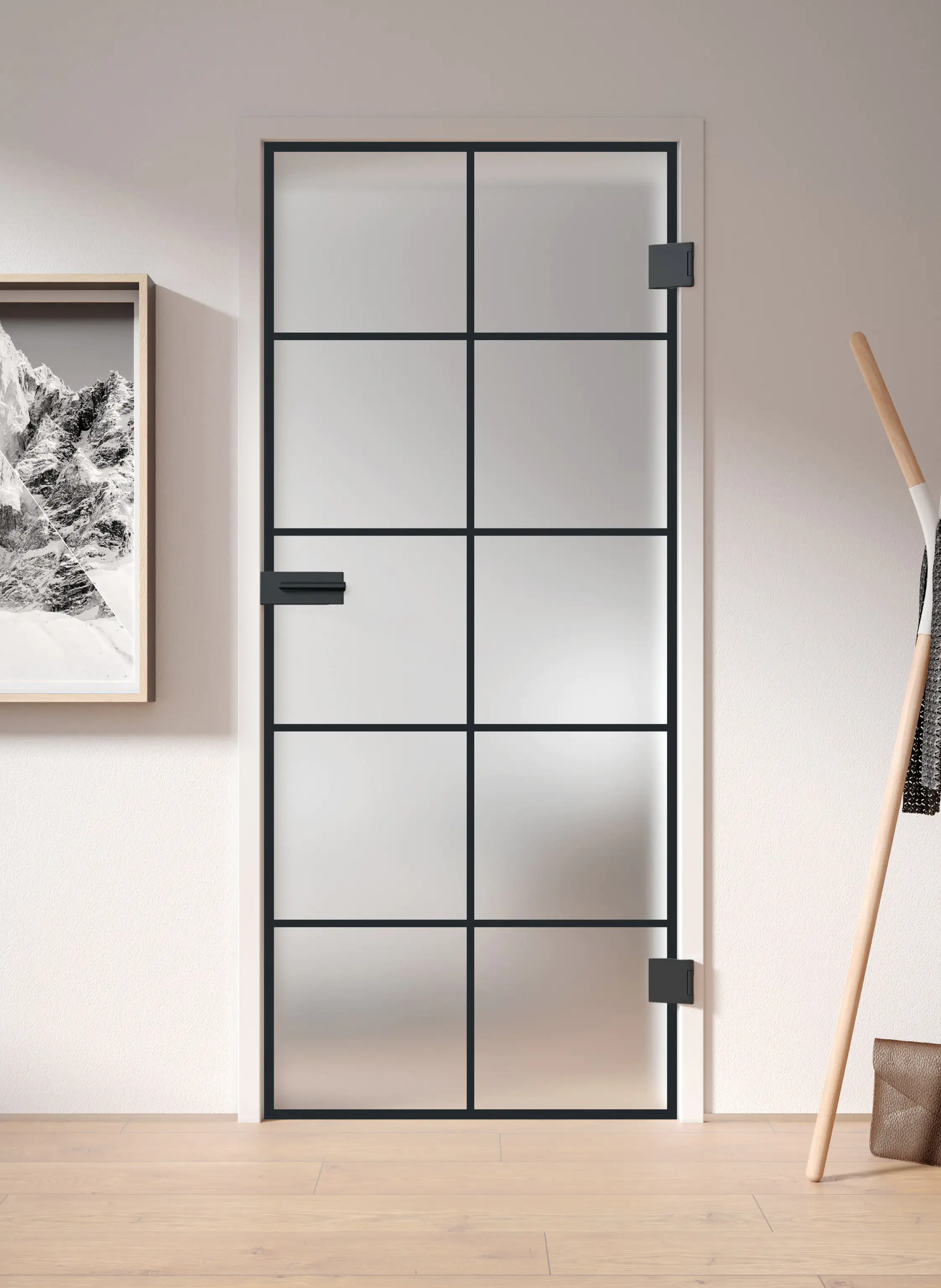 Ambiente Glas-Drehtür Black Loft Satinato DIN rechts, Dekor S 76/20 ESG