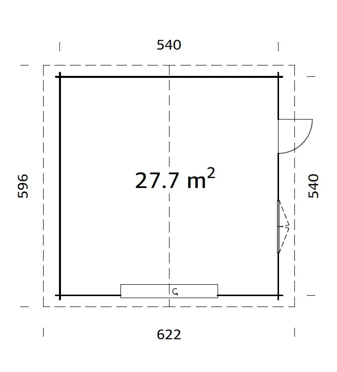 Palmako Fertiggarage Roger 540 x 540 cm mit Sektionaltor naturbelassen