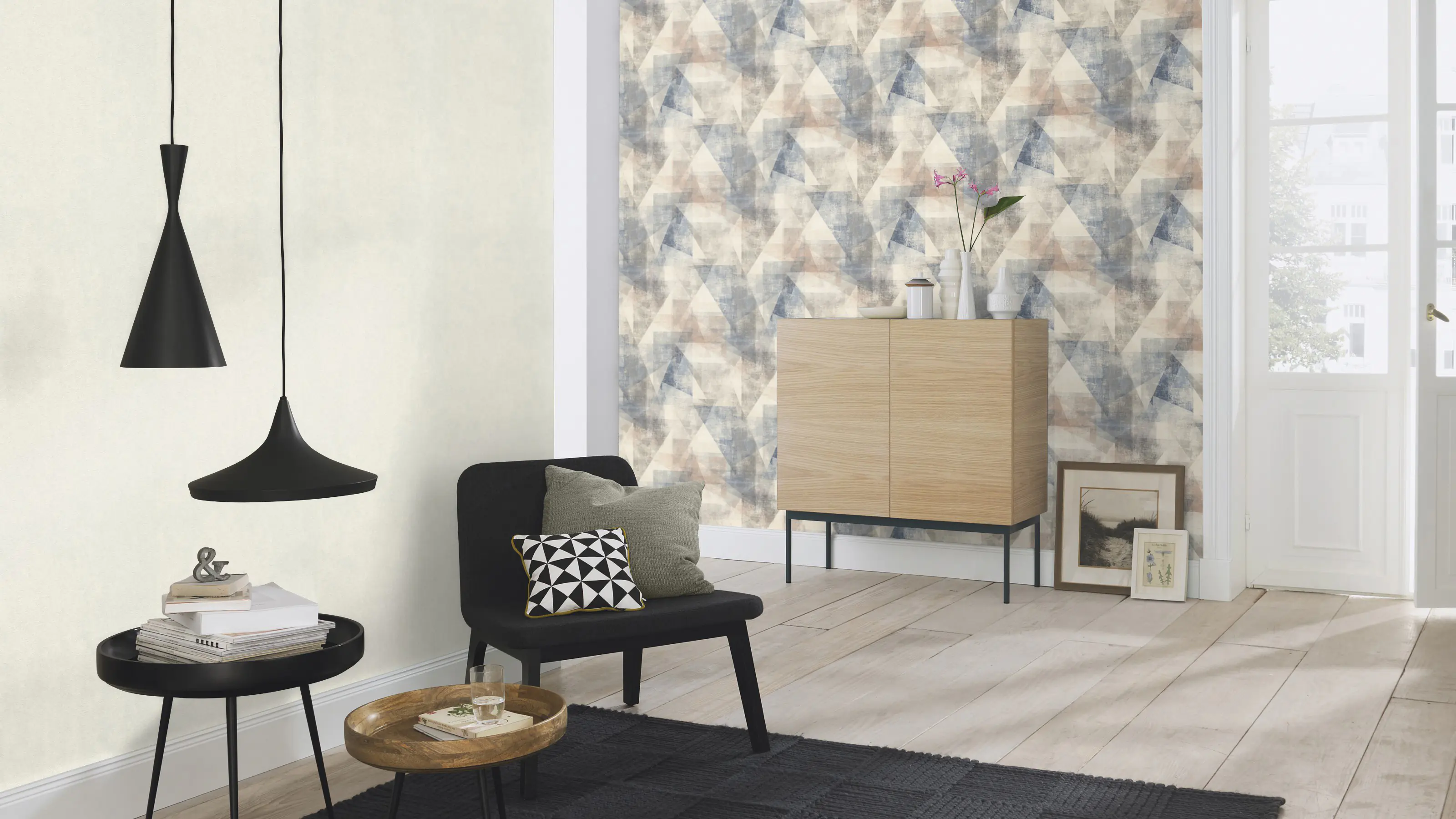 Rasch Vliestapete 617955 Linares geometrisch blau grau-beige 10,05 x 0,53 m