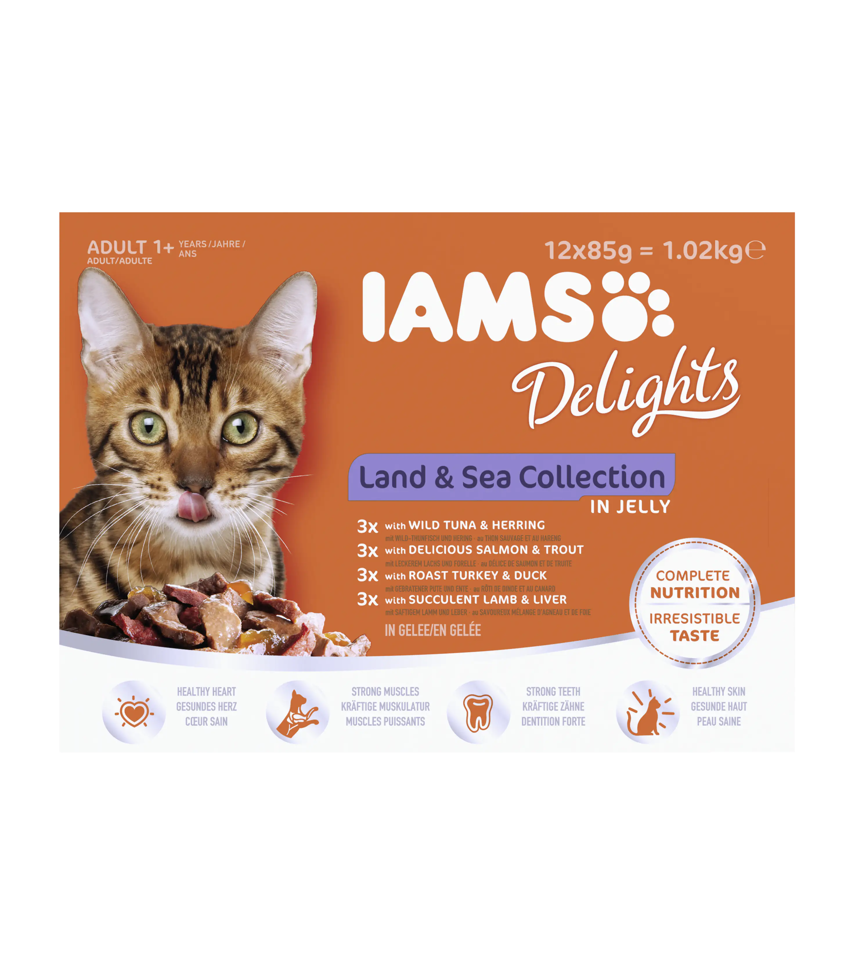 Iams Delights Katzennassfutter Land & See Collection in Gelee 12 x 85 g