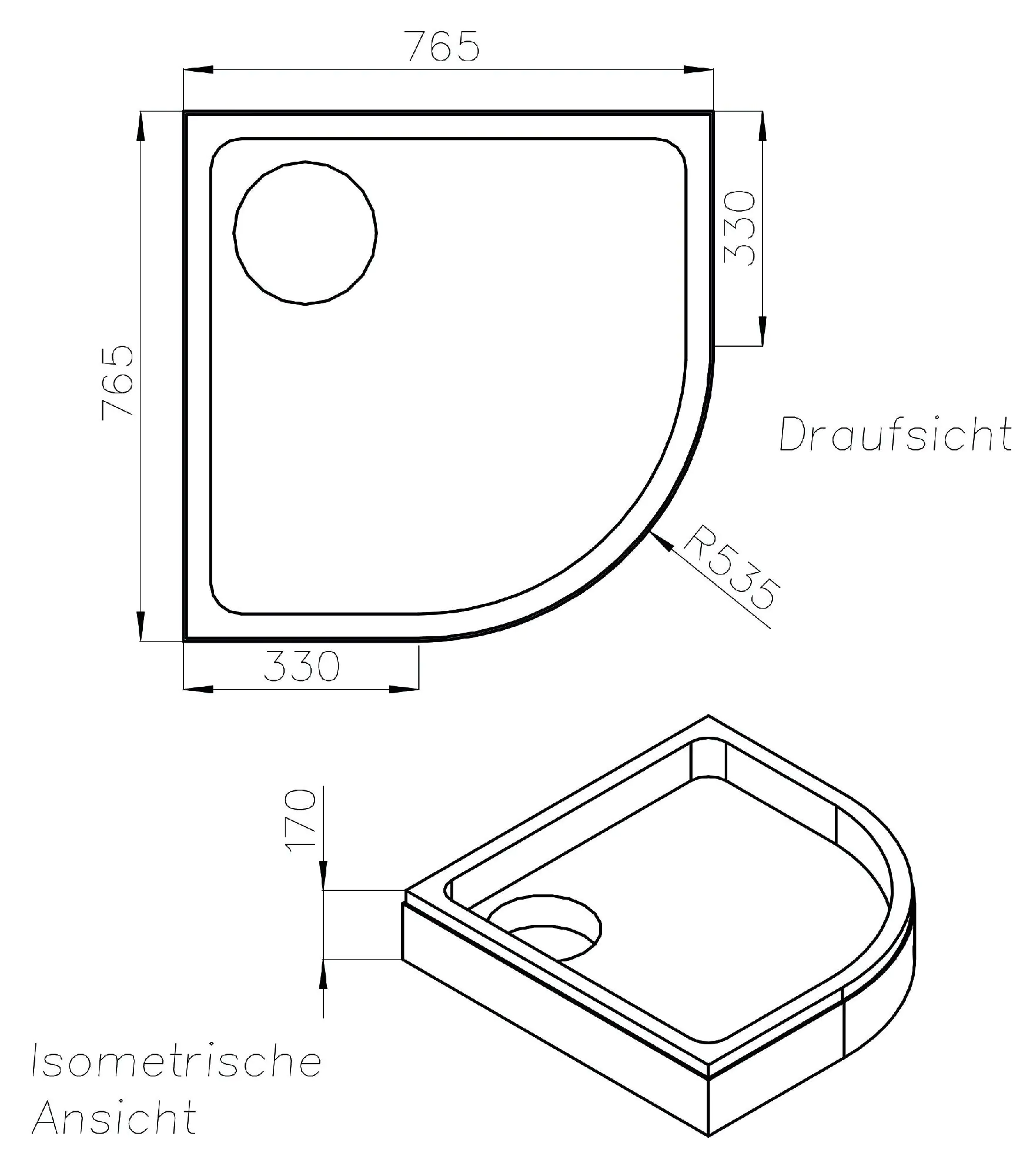 Ottofond Wannenträger Kraton 765 x 765 mm
