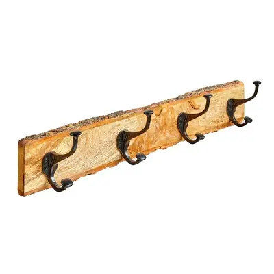 Hettich Garderobenleiste Holz 4-reihig 12 x 61 cm natur/schwarz