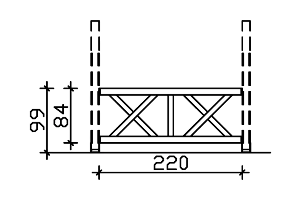 SKAN HOLZ Brüstung Andreaskreuz 220 x 84 cm Douglasie