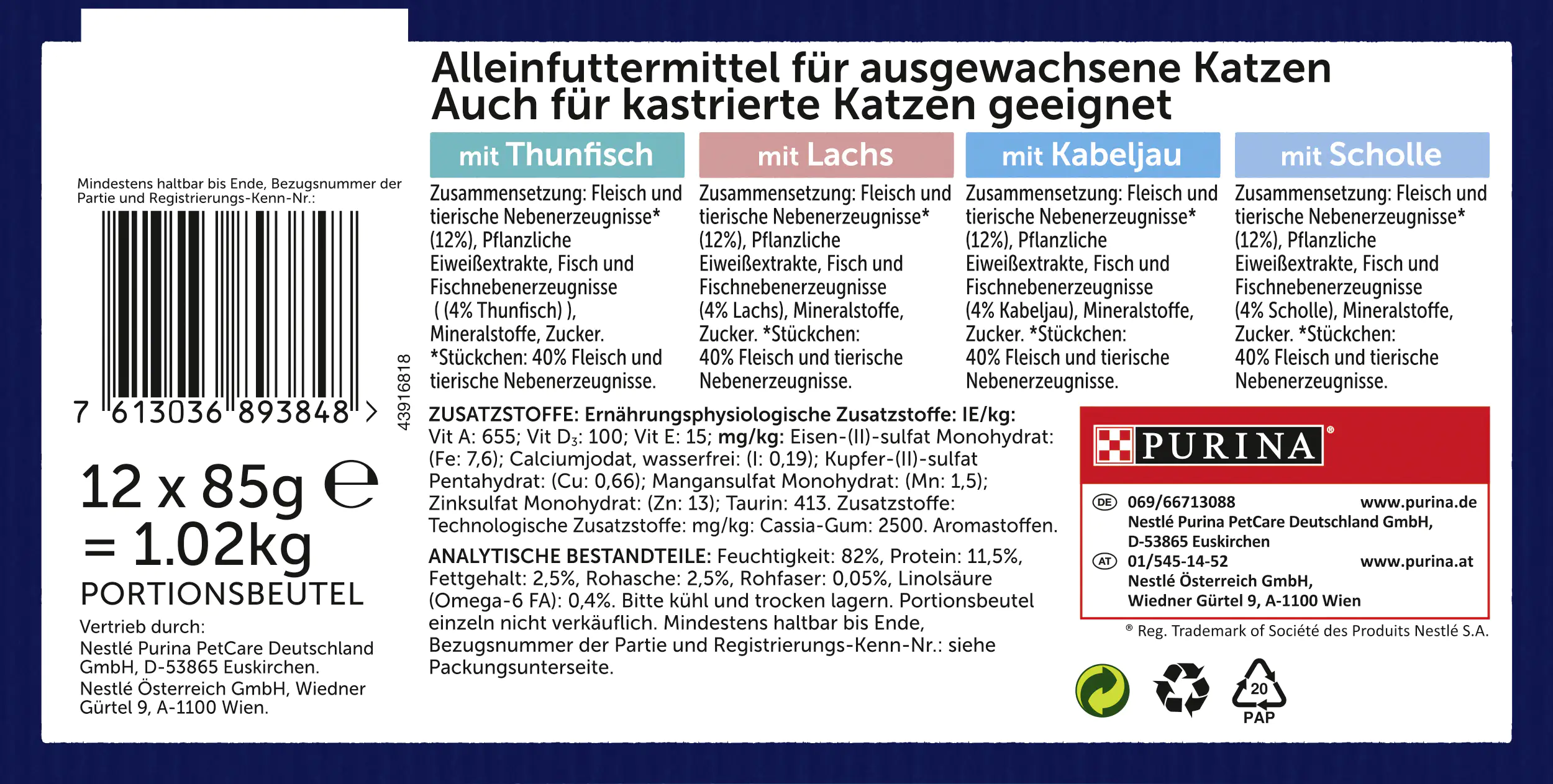 Felix Geschmacksvielfalt aus dem Wasser Katzenfutter 12 x 85g