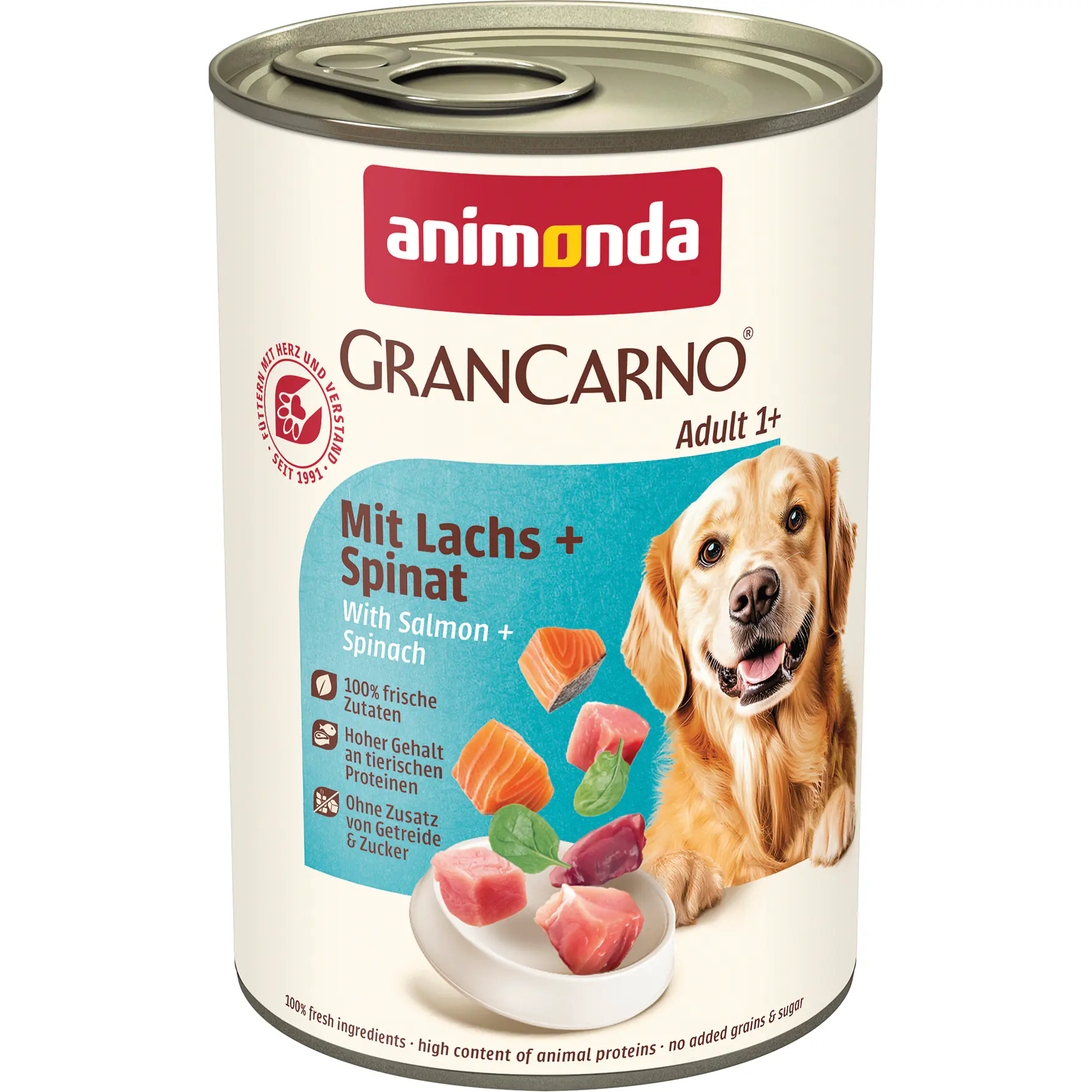 Animonda GranCarno Hundenassfutter Adult getreidefrei 400 g Lachs & Spinat