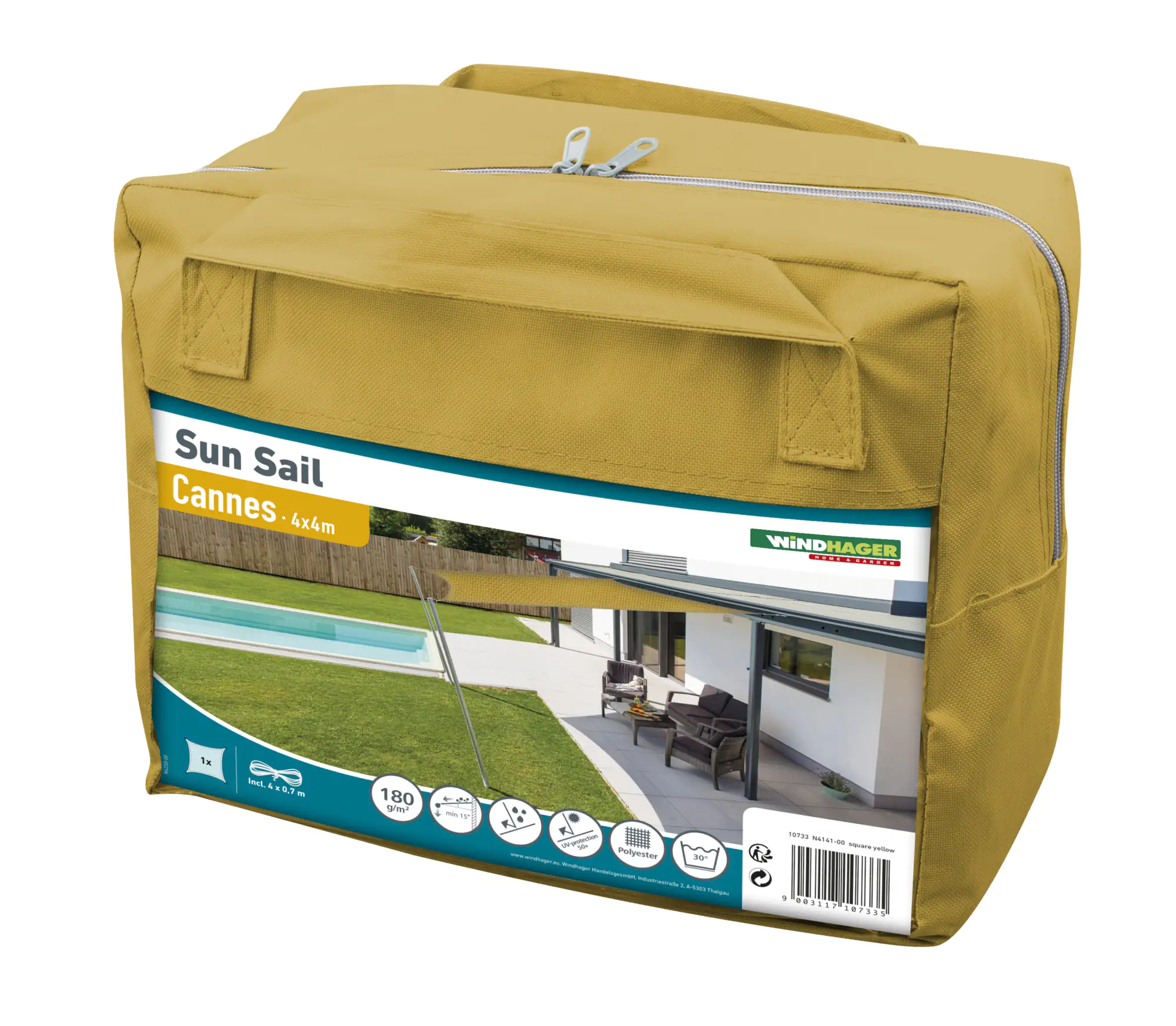 Windhager Sonnensegel Cannes gelb 4 x 4 m
