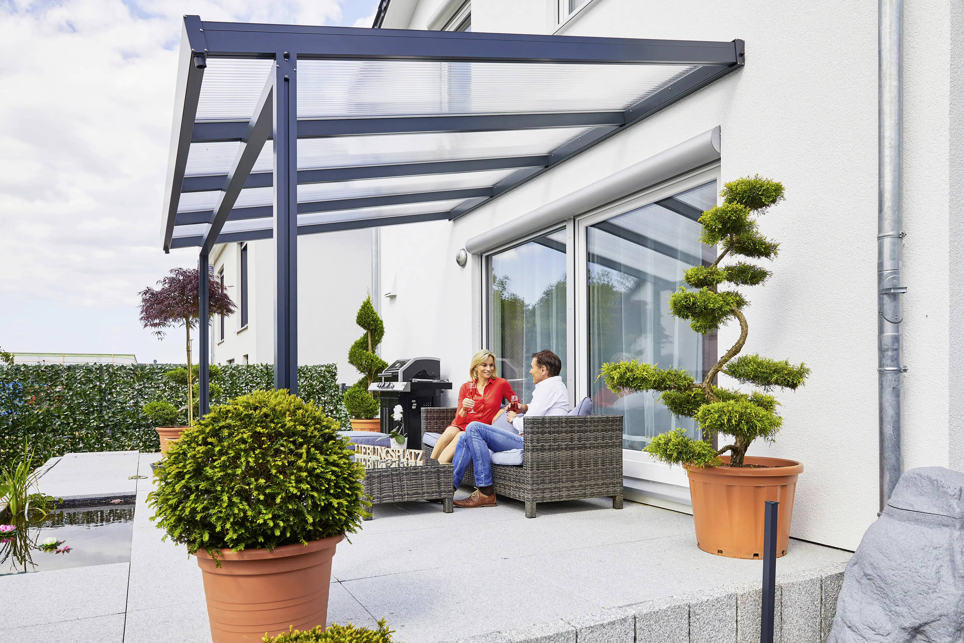 Gutta Premium Terrassendach 410,2 x 306 cm anthrazit Acryl klar 16 mm