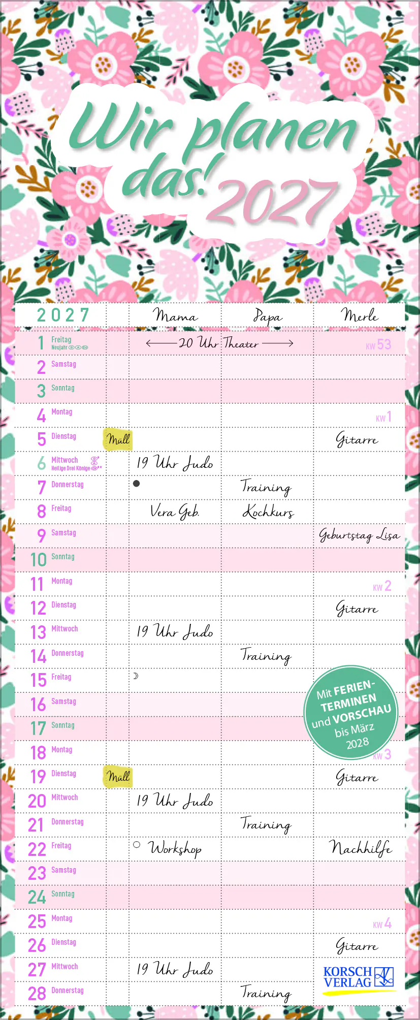 Korsch Kalender Familientimer Wir planen das! 2027