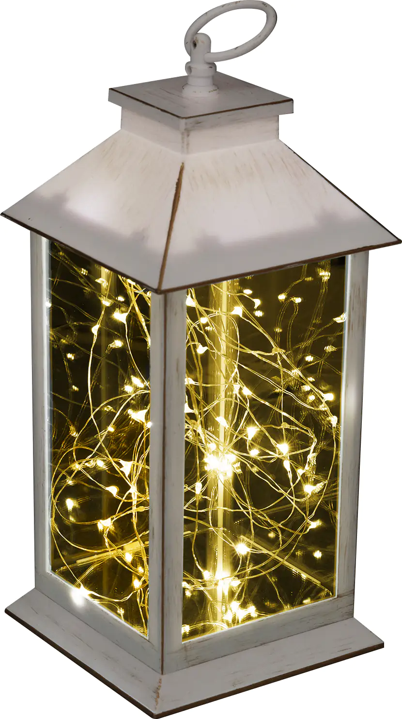 TrendLine LED Laterne weiß 34 x 14 cm warmweiß-bunt Außen mit Timer TrendLine LED Laterne weiß 34 x 14 cm warmweiß-bunt Außen mit Timer