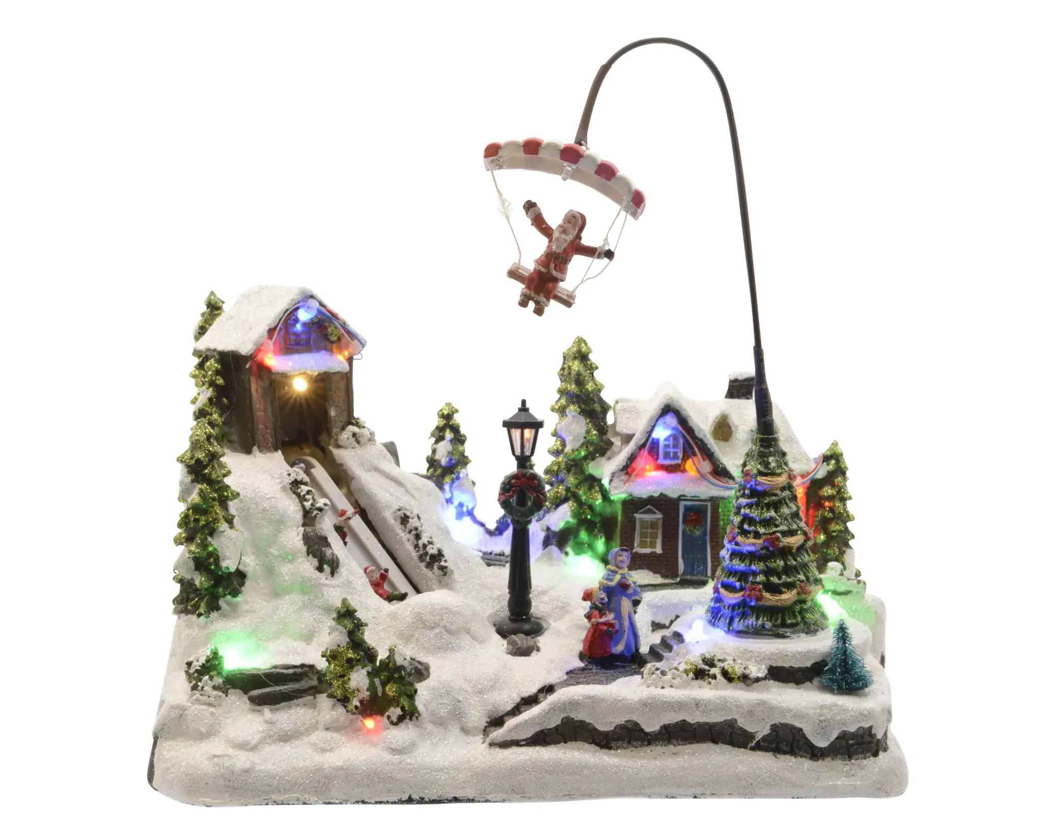 Lumineo LED Weihnachtsdorf Polyresin 31 x 30 cm warmweiß bunt 