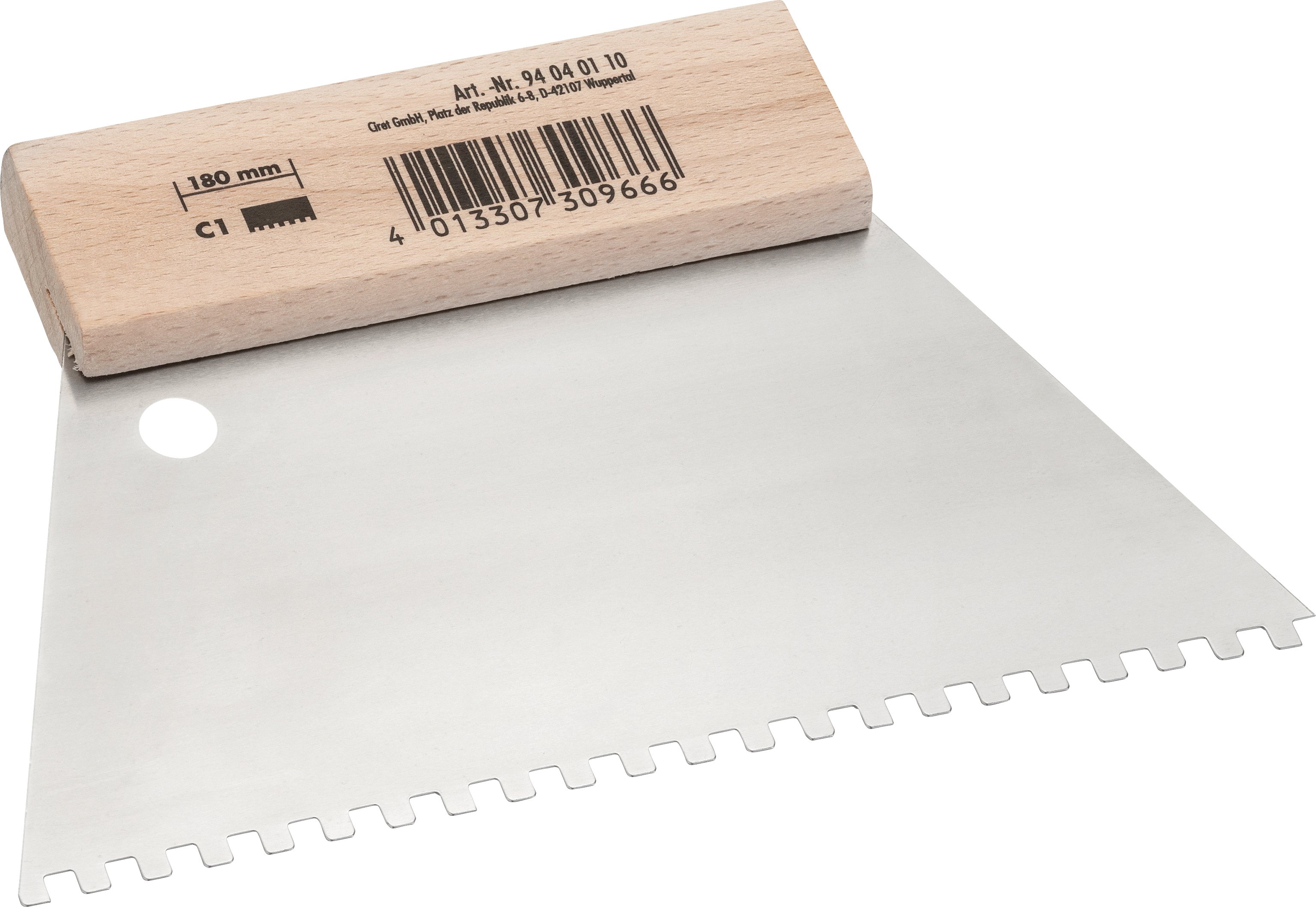 Color Expert Zahnspachtel C1 180 mm Holzgriff