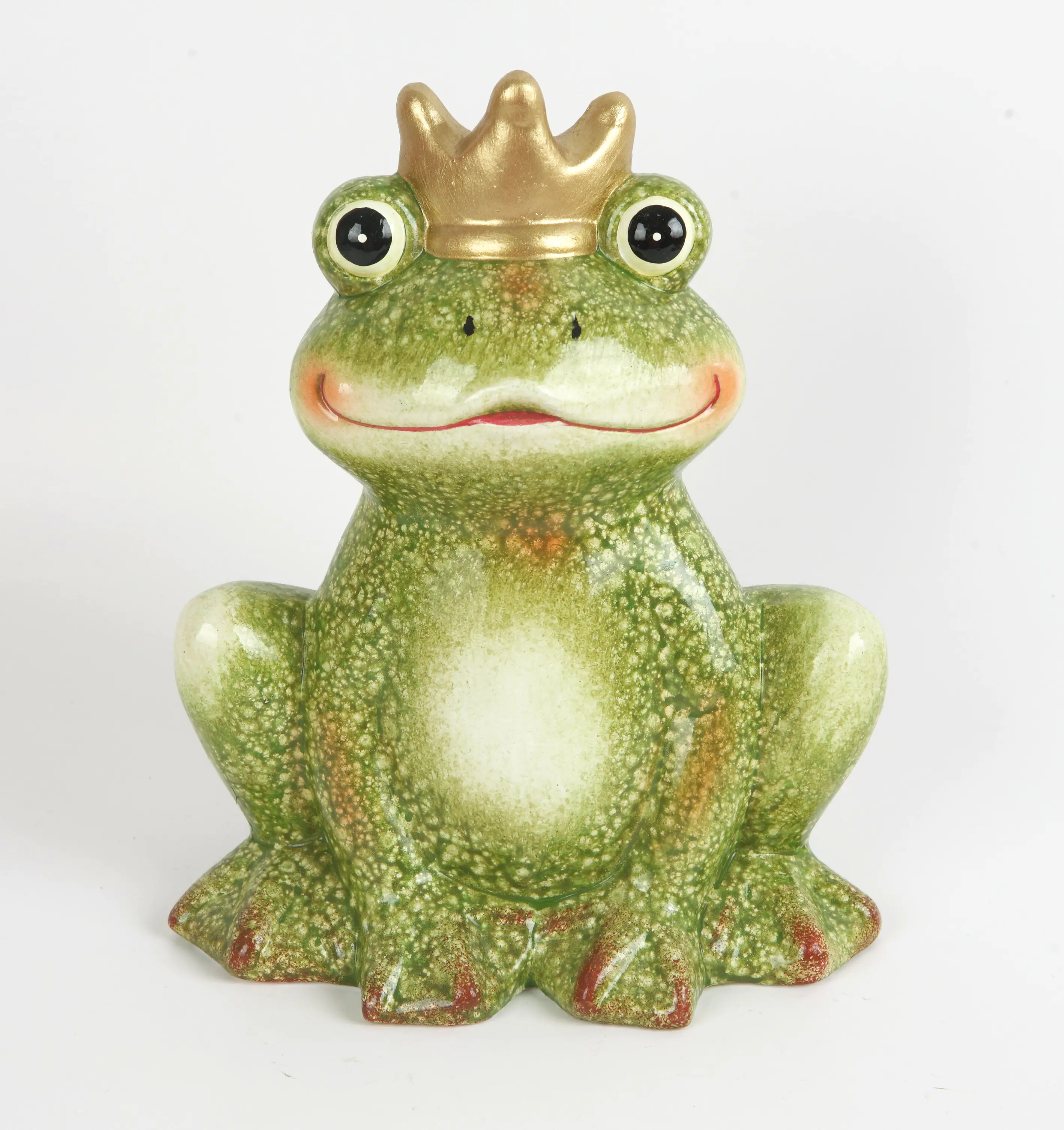 TrendLine Dekofigur Keramik Frosch mit Krone 22 x 12 x 18 cm grün