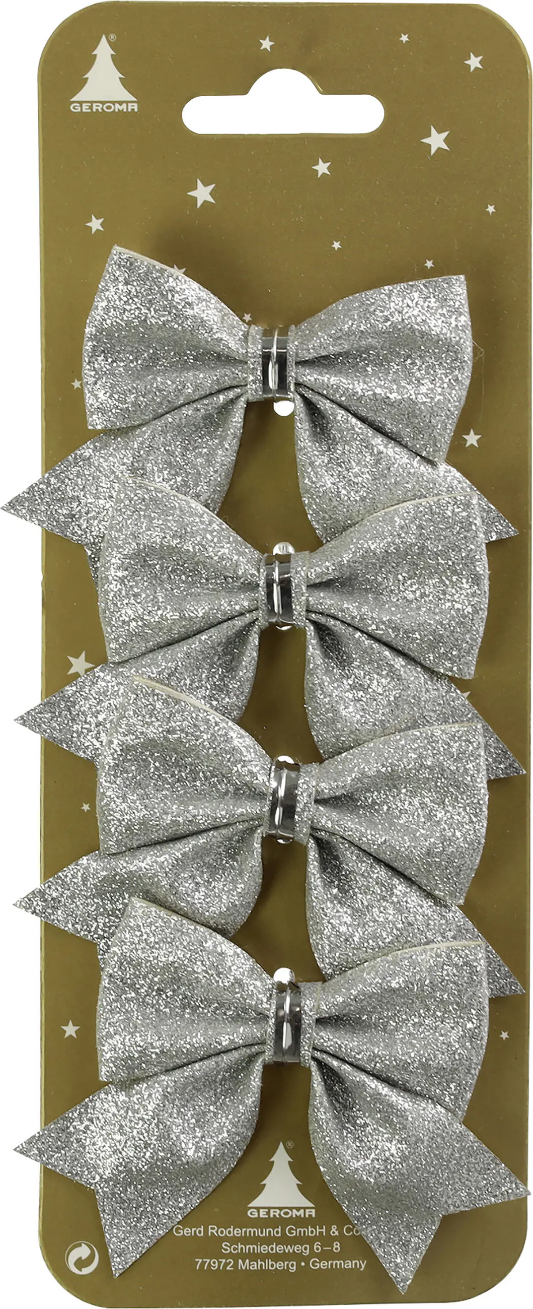 Dekoschleifen Kunststoff 7 x 5 cm silber 4 Stück