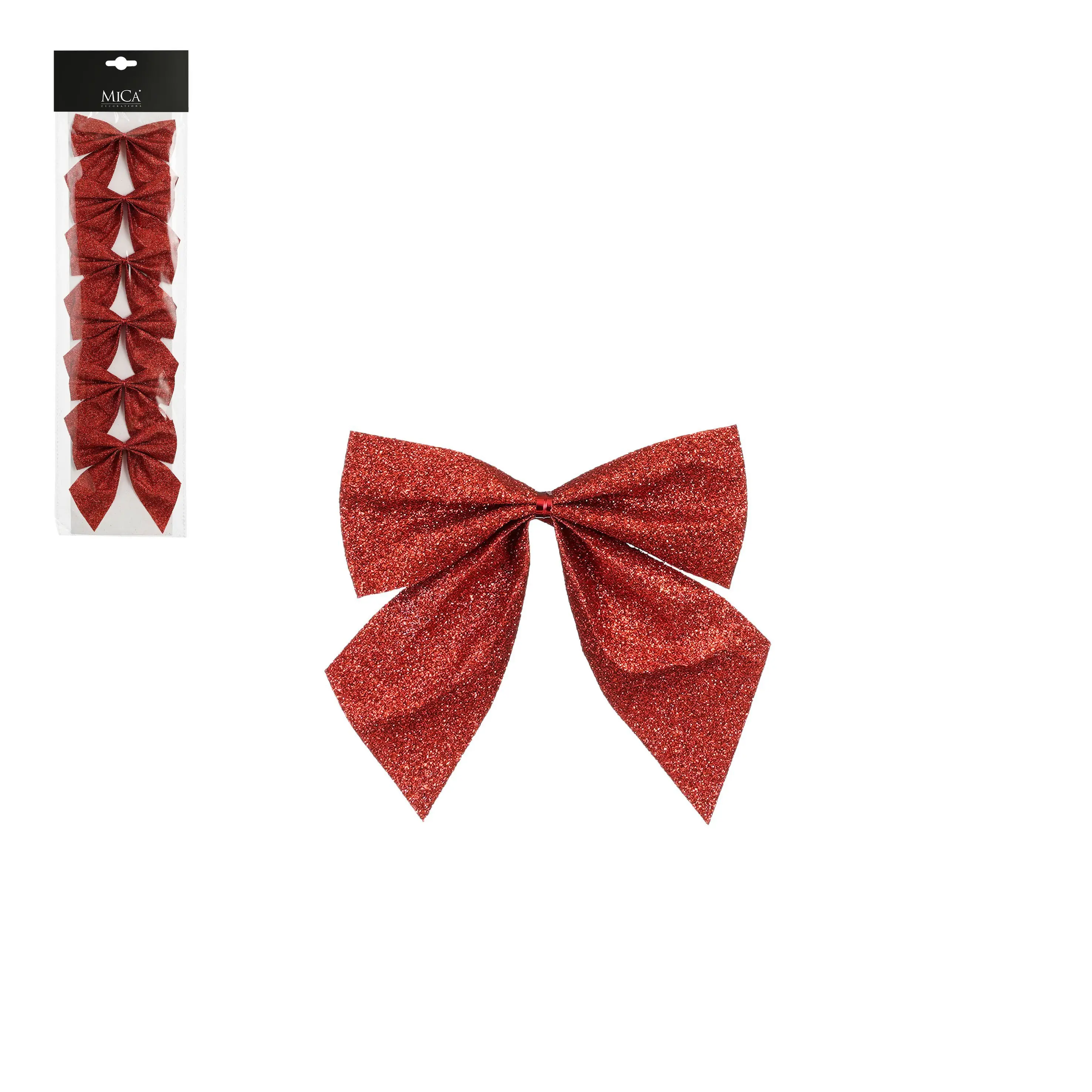 Mica Weihnachtsdeko Schleife 12 x 10 cm rot - 6 Stück