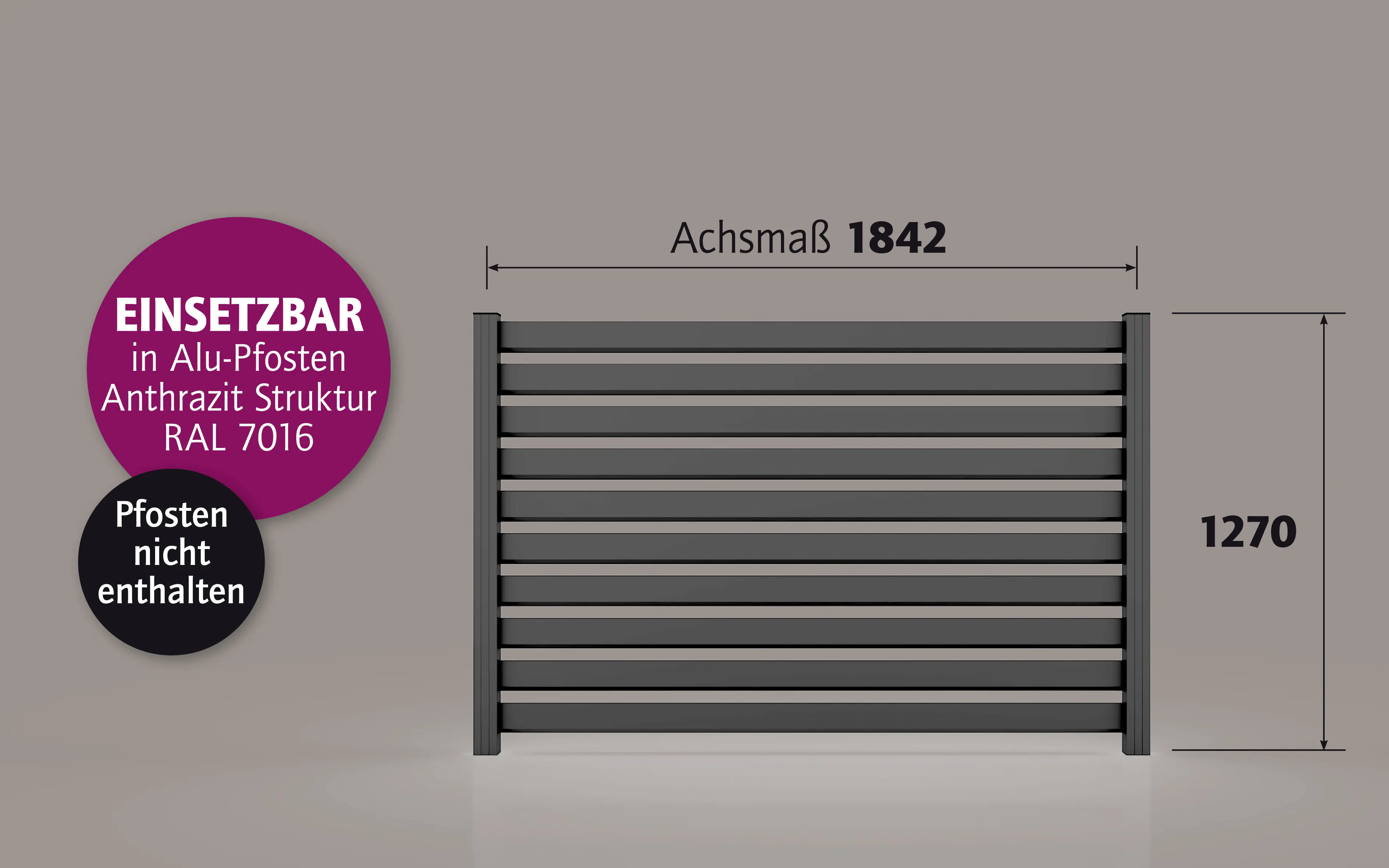 Ambiente Alu-Zaun Rhombus 90 MAXI B x H: 120 cm x 180 cm 22 mm stark