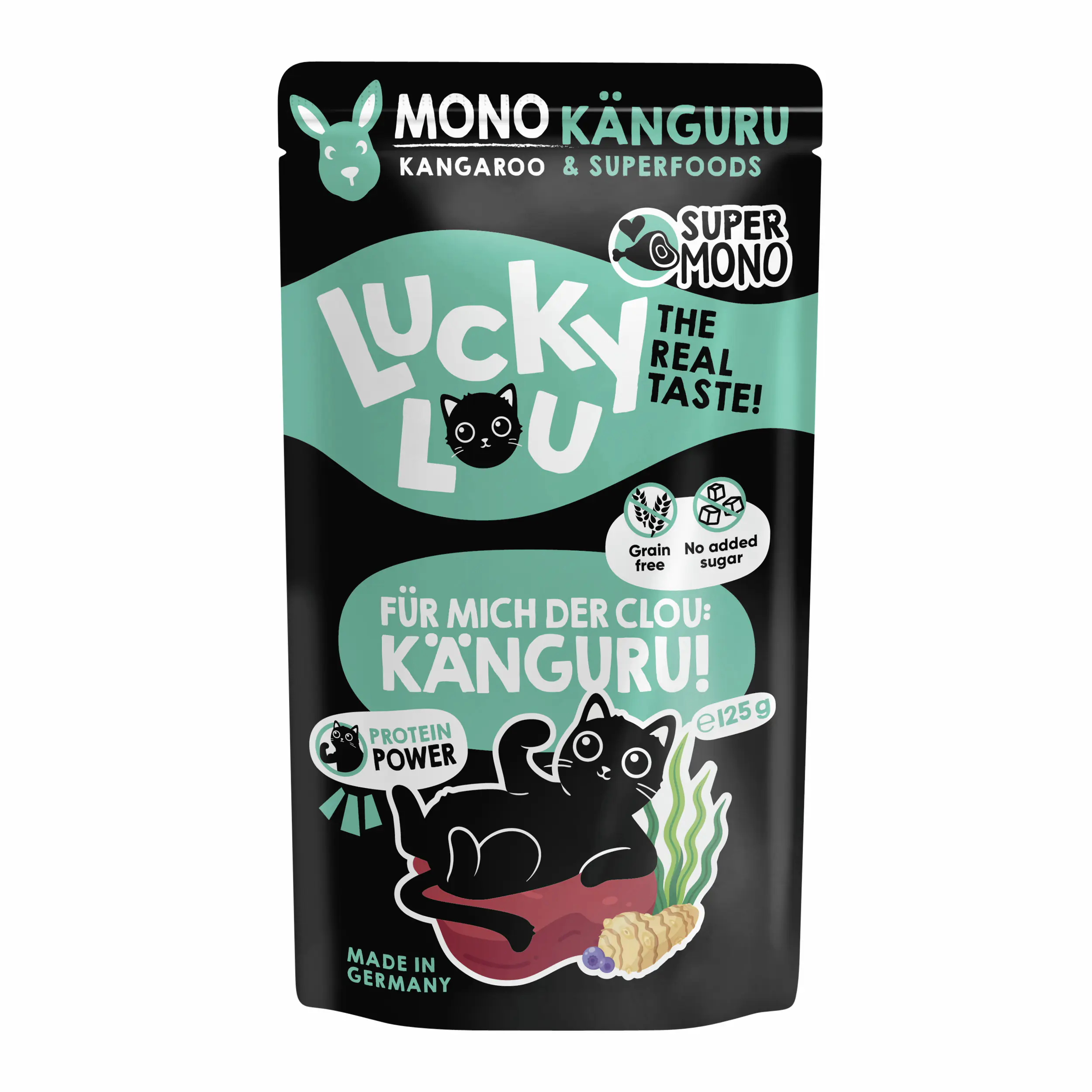 Lucky Lou SuperMono Katzennassfutter Adult getreidefrei 125 g Känguru