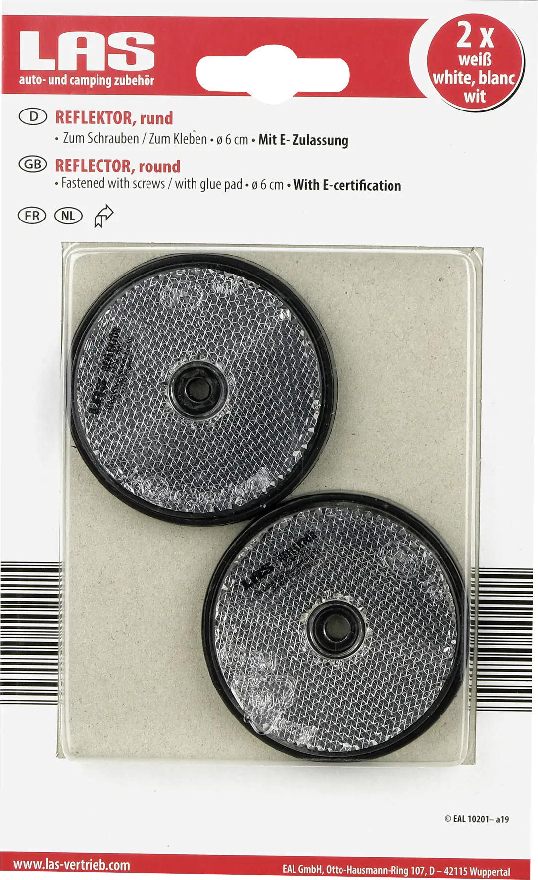 LAS Reflektor rund weiß 2 Stück