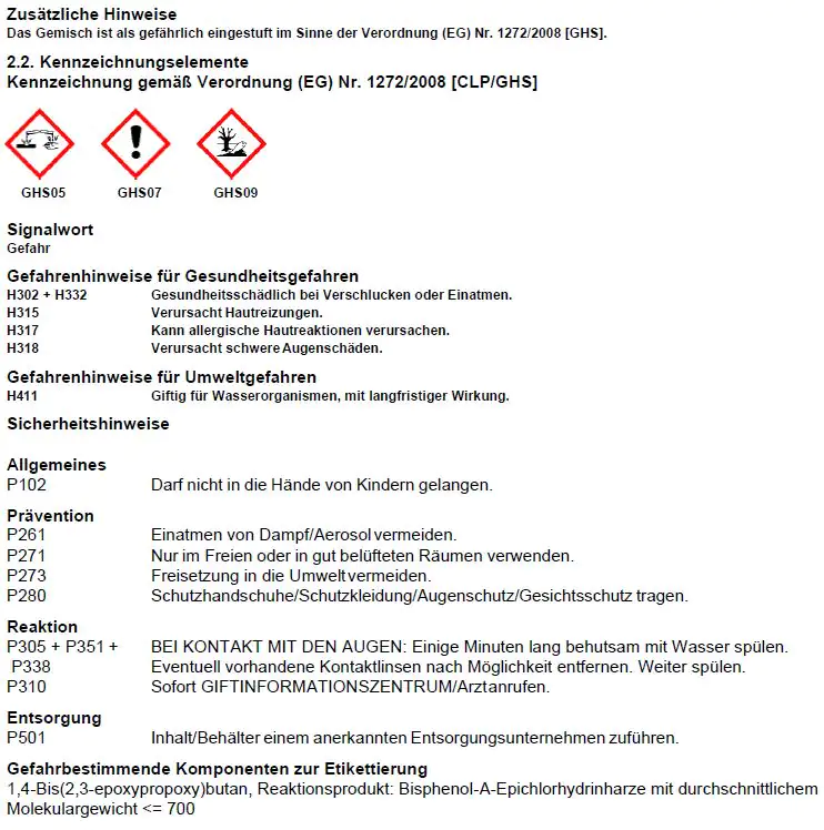 Gießharz 20 Epoxid A+B 0,5 kg MV 100:35 Gew, TZ 2 h, VH 20 mm