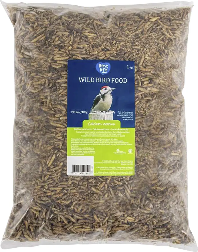 Wildvogelfutter Kalziumwürmer Soldatenfliege 1 kg Beutel