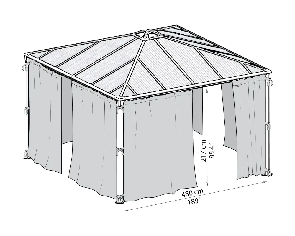 Canopia Vorhang-Set für Pavillon Palermo 4300, 480 x 217 cm, grau