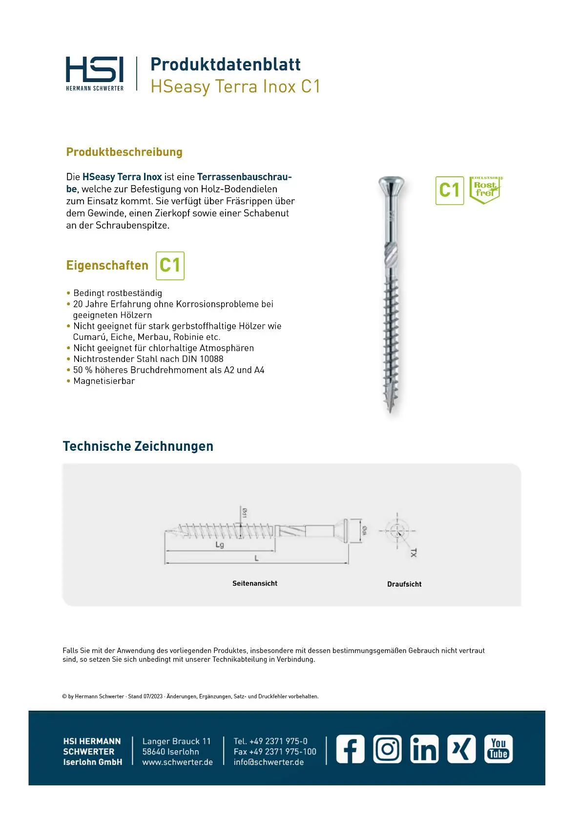 HSeasy Terra Terrassenschrauben TX 25 Ø 5,0 x 60 mm - 200 Stk. HSeasy Terra Terrassenschrauben TX 25 Ø 5,0 x 60 mm - 200 Stk.