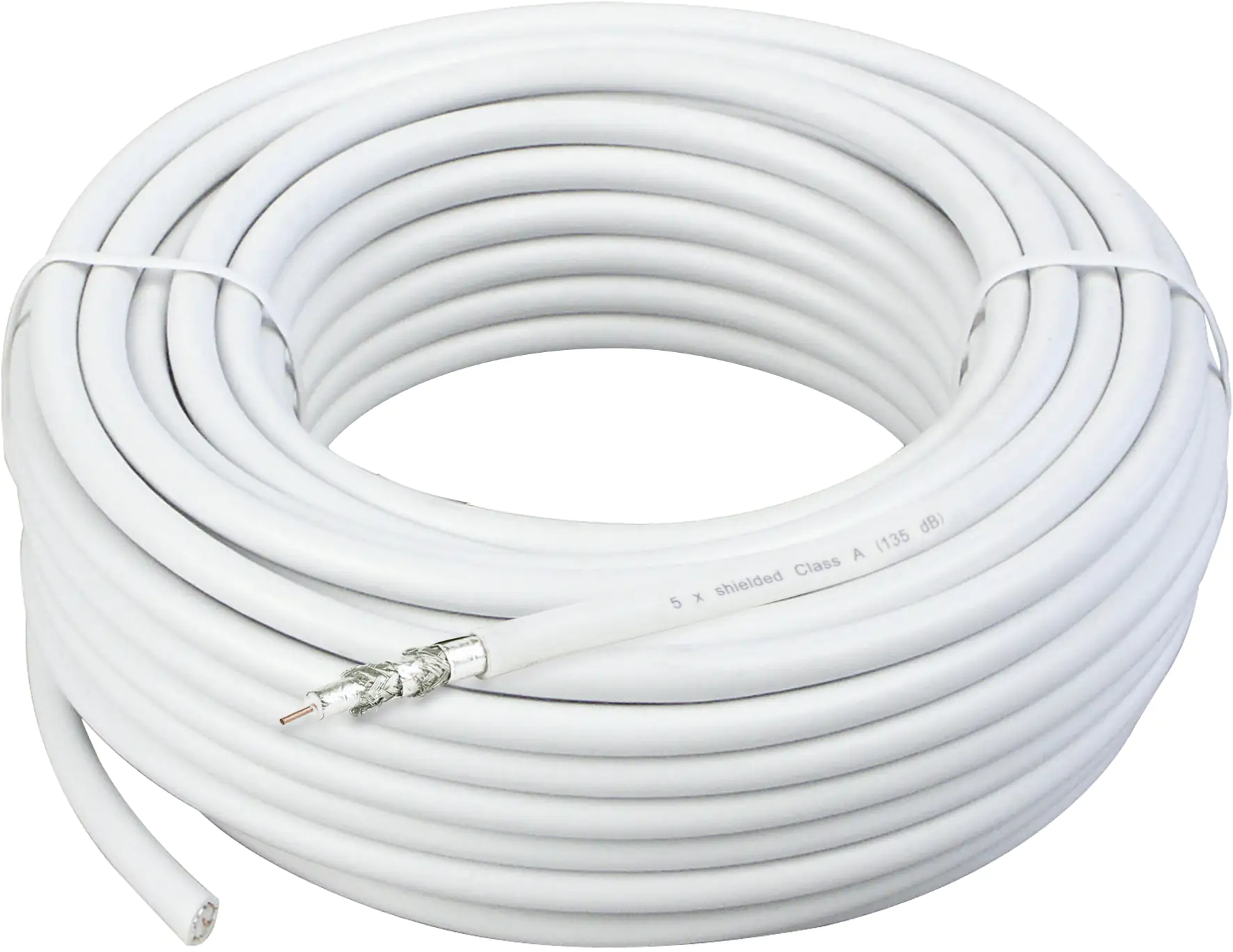 Schwaiger Koaxialkabel KOX13510 052 (135dB) weiß, 10,0m, 5-fach geschirmt, ohne F Stecker