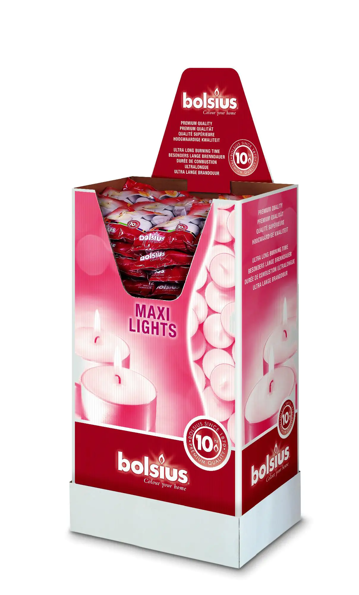 Bolsius Maxiteelichter weiß, Höhe 2,5 cm, Ø 5,7 cm, 12er Pack