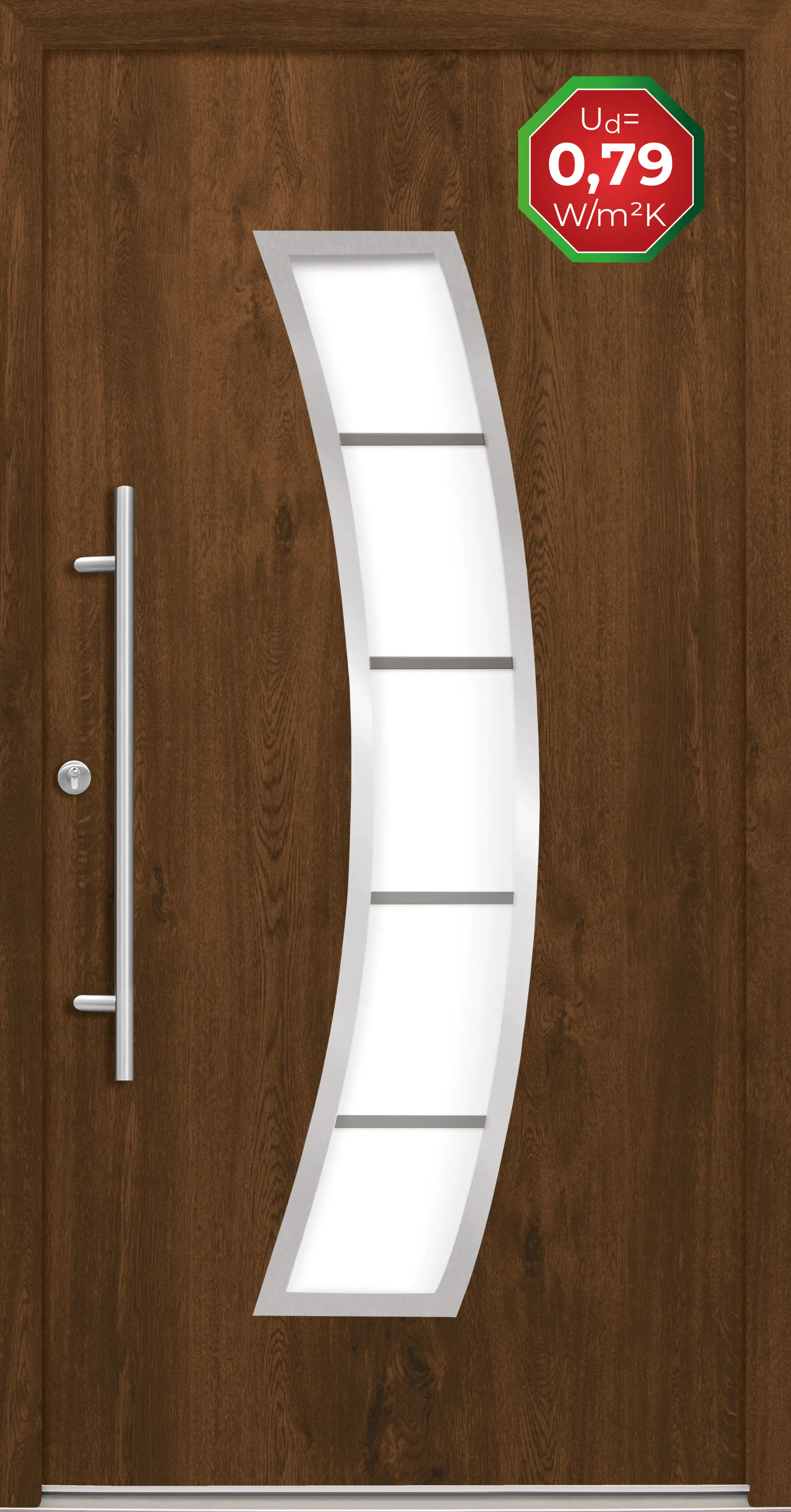 Splendoor Haustür Passivedoor Premium P14 Nussbaum DIN Links 110 x 210 cm