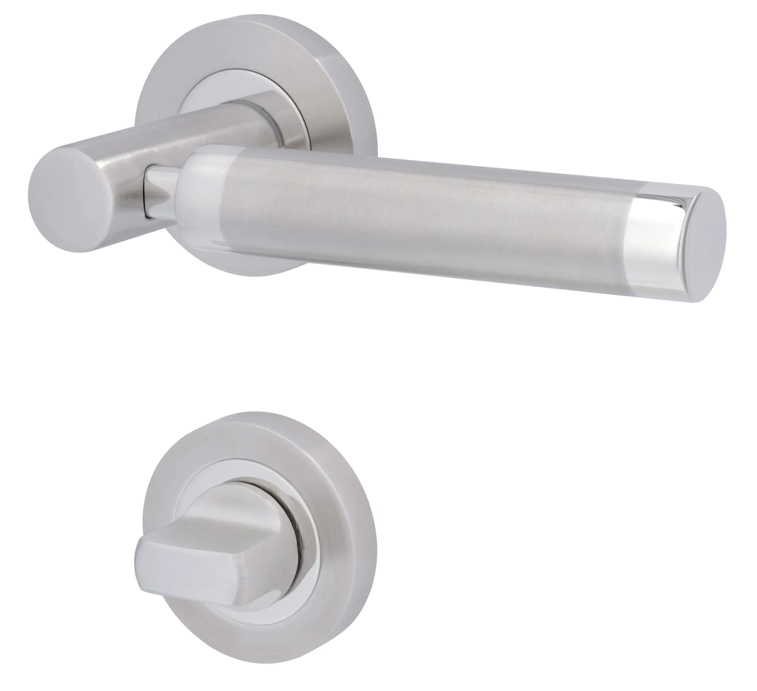 Alpertec WC-Rosettengarnitur Solid 3 Edelstahl silber rund