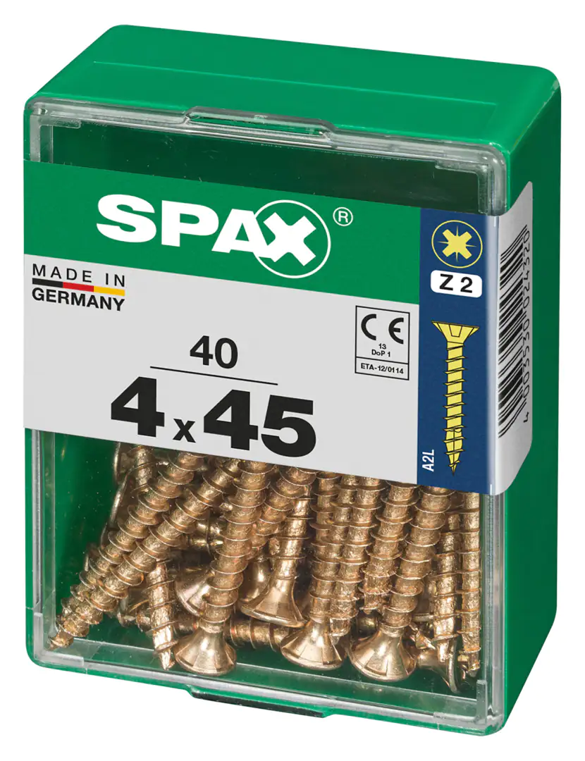 Spax Universalschrauben 4.0 x 45 mm PZ 2 - 40 Stk.