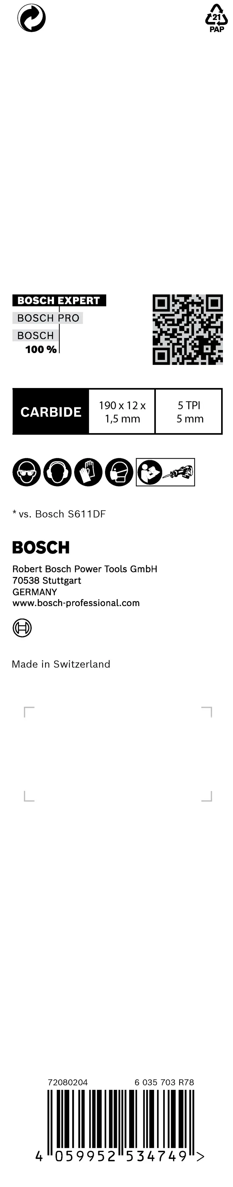 Bosch Säbelsägeblatt EXPERT Wood with Metal S715LHM