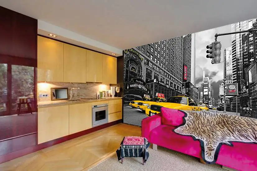 papermoon Vlies- Fototapete Digitaldruck 350 x 260 cm Time Square HR Cafe