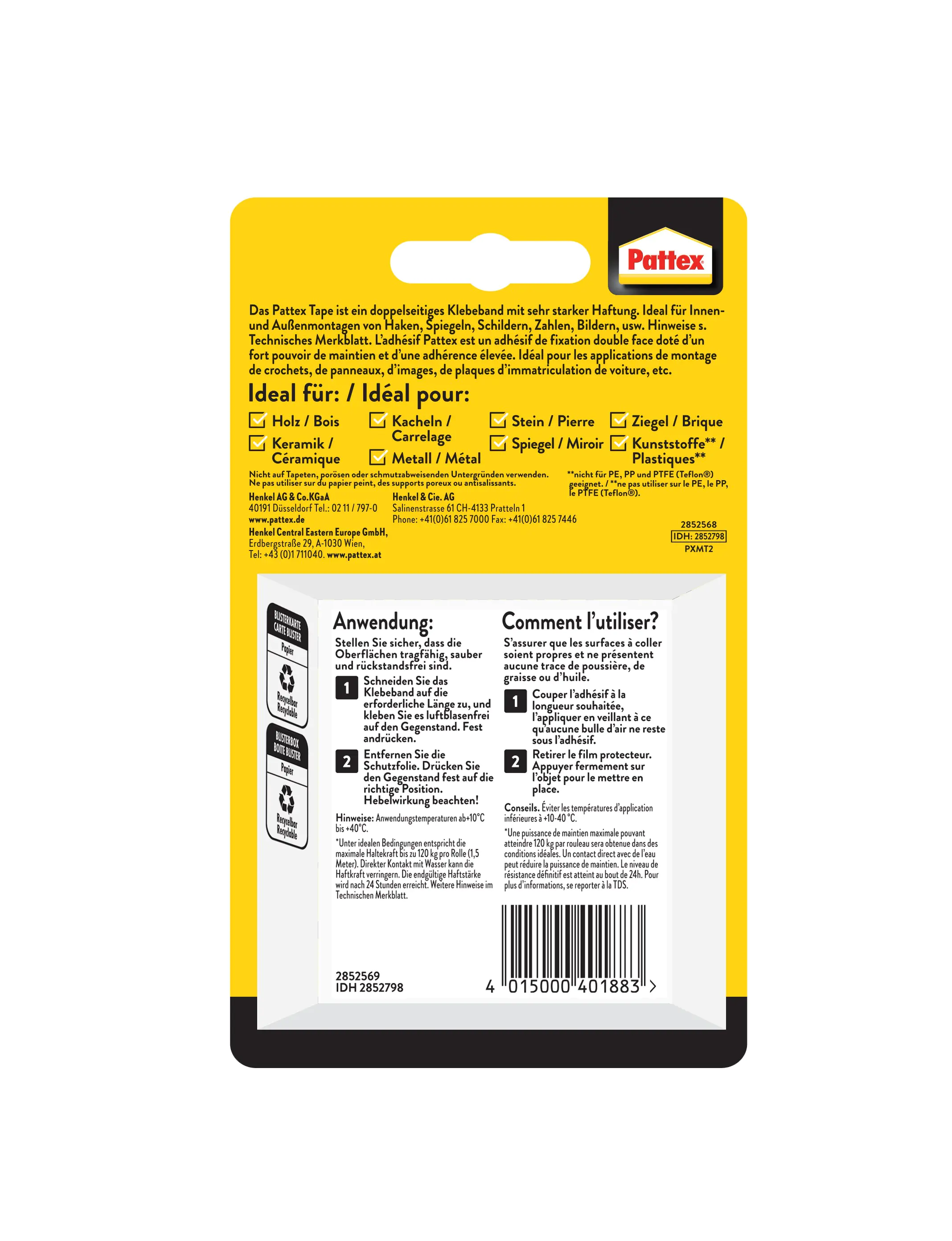 Pattex Kleben statt Bohren Klebeband superstark, 19 mm x 1,5 m Pattex Kleben statt Bohren Klebeband superstark, 19 mm x 1,5 m