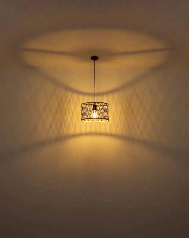 Globo Hängeleuchte Mali Ø 35 x 150 cm Bambus schwarz matt