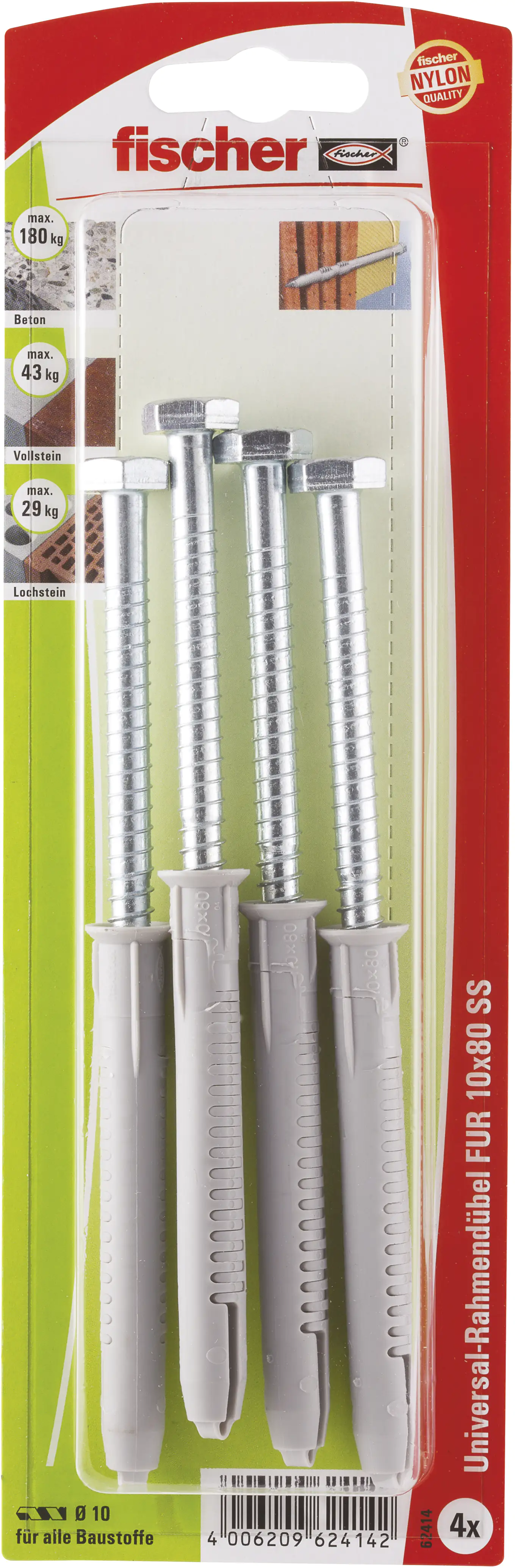 Fischer Langschaftdübel FUR 10.0 x 80 mm - 4 Stück