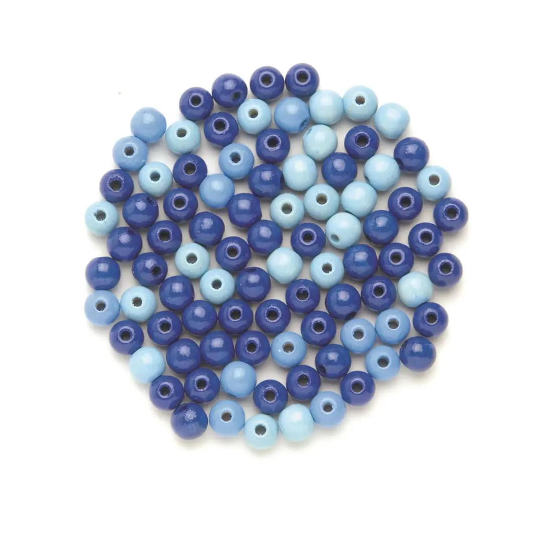 Glorex Holzperlen blau mix 6 mm - 118 Stück 