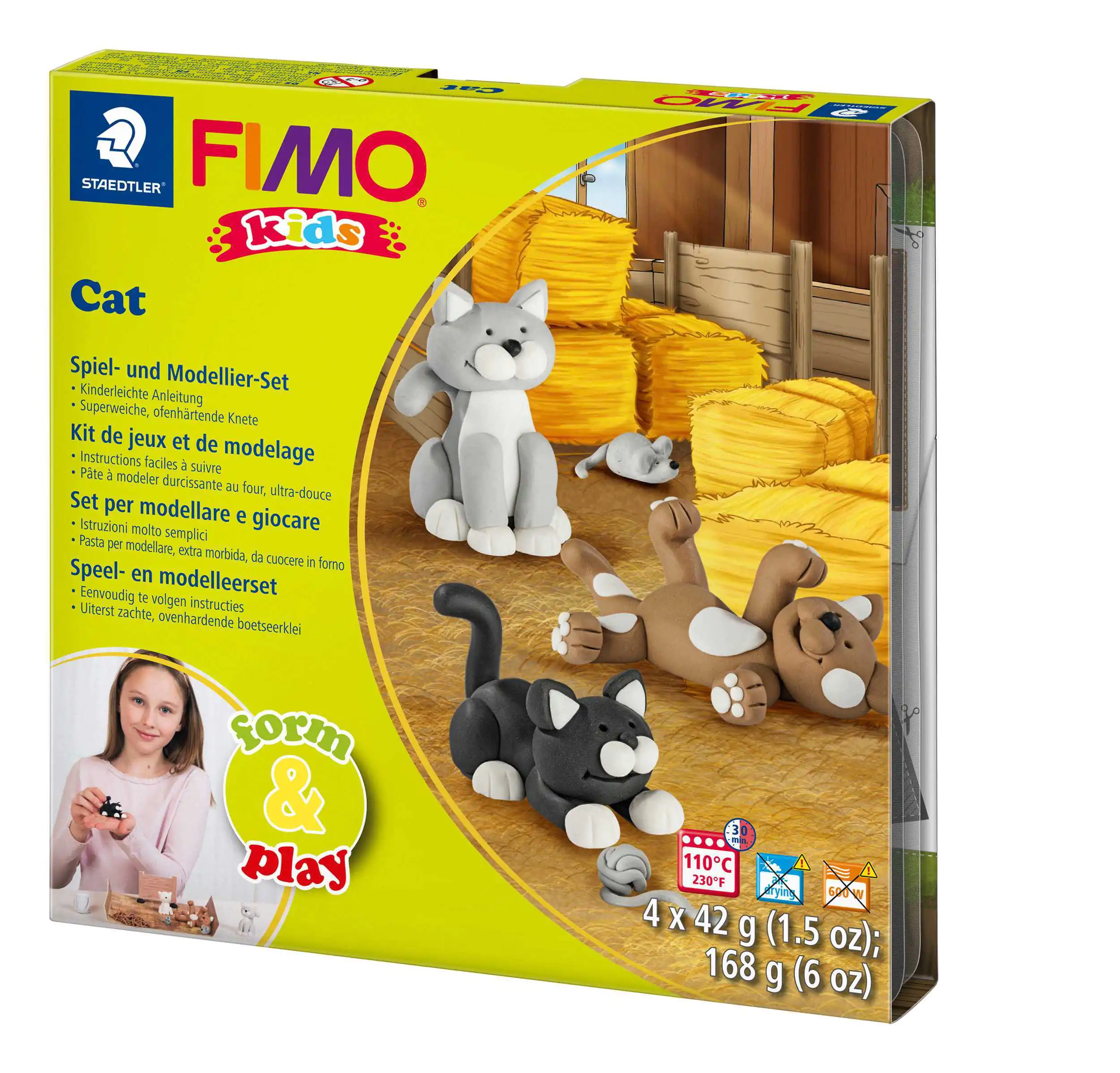 Staedtler Fimo Kids Spiel- und Modellier-Set Cat 4 x 42 g