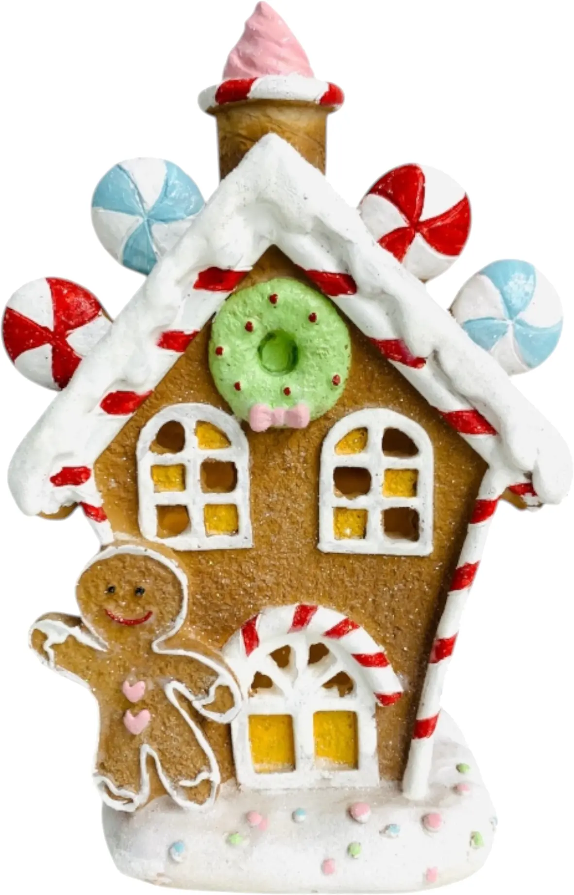 Dekofigur Pfefferkuchenhaus mit Beleuchtung 20 x 13,5 x 9 cm bunt