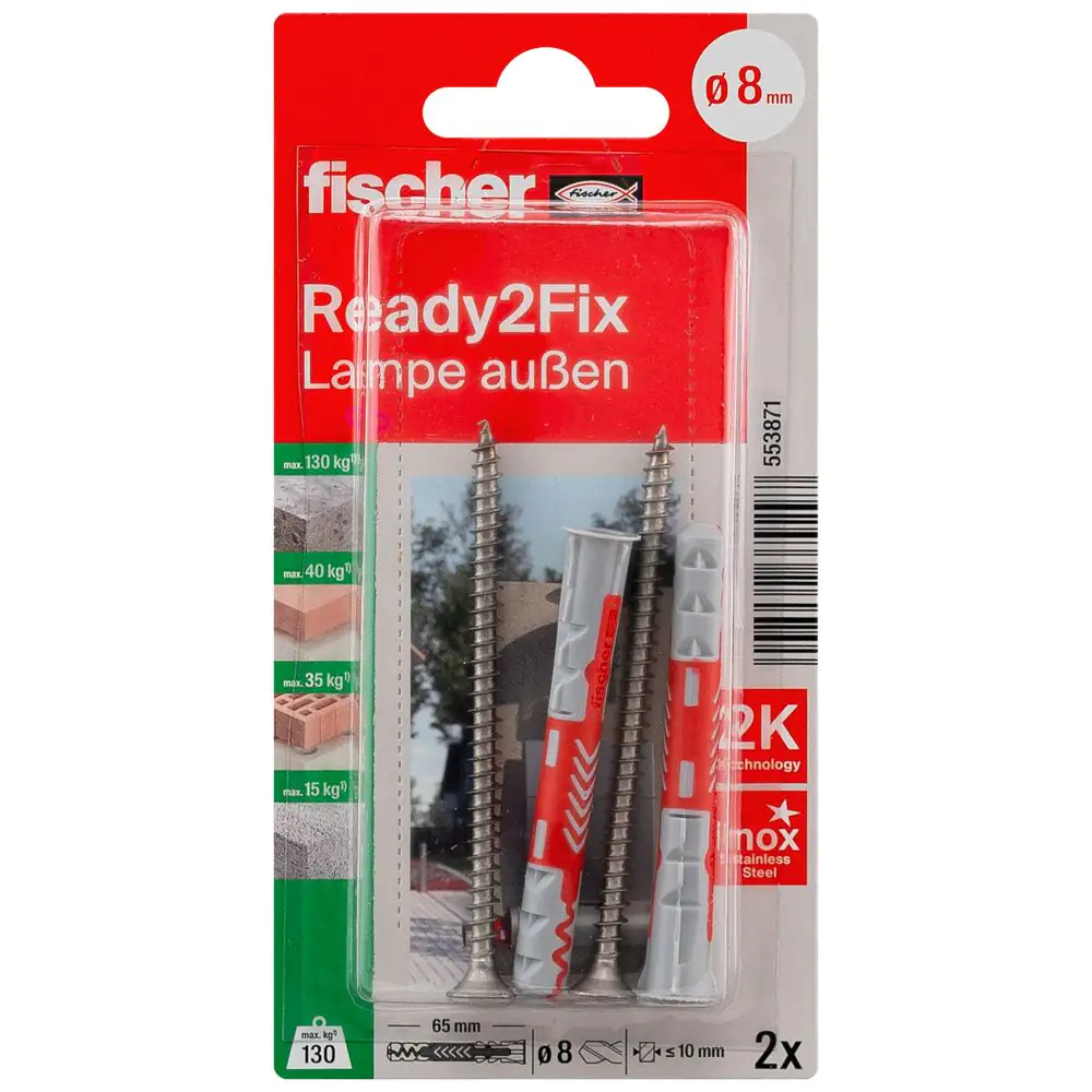 Fischer Dübel Duopower 8.0 x 65 mm mit Schrauben - 2 Stück Fischer Dübel Duopower 8.0 x 65 mm mit Schrauben - 2 Stück