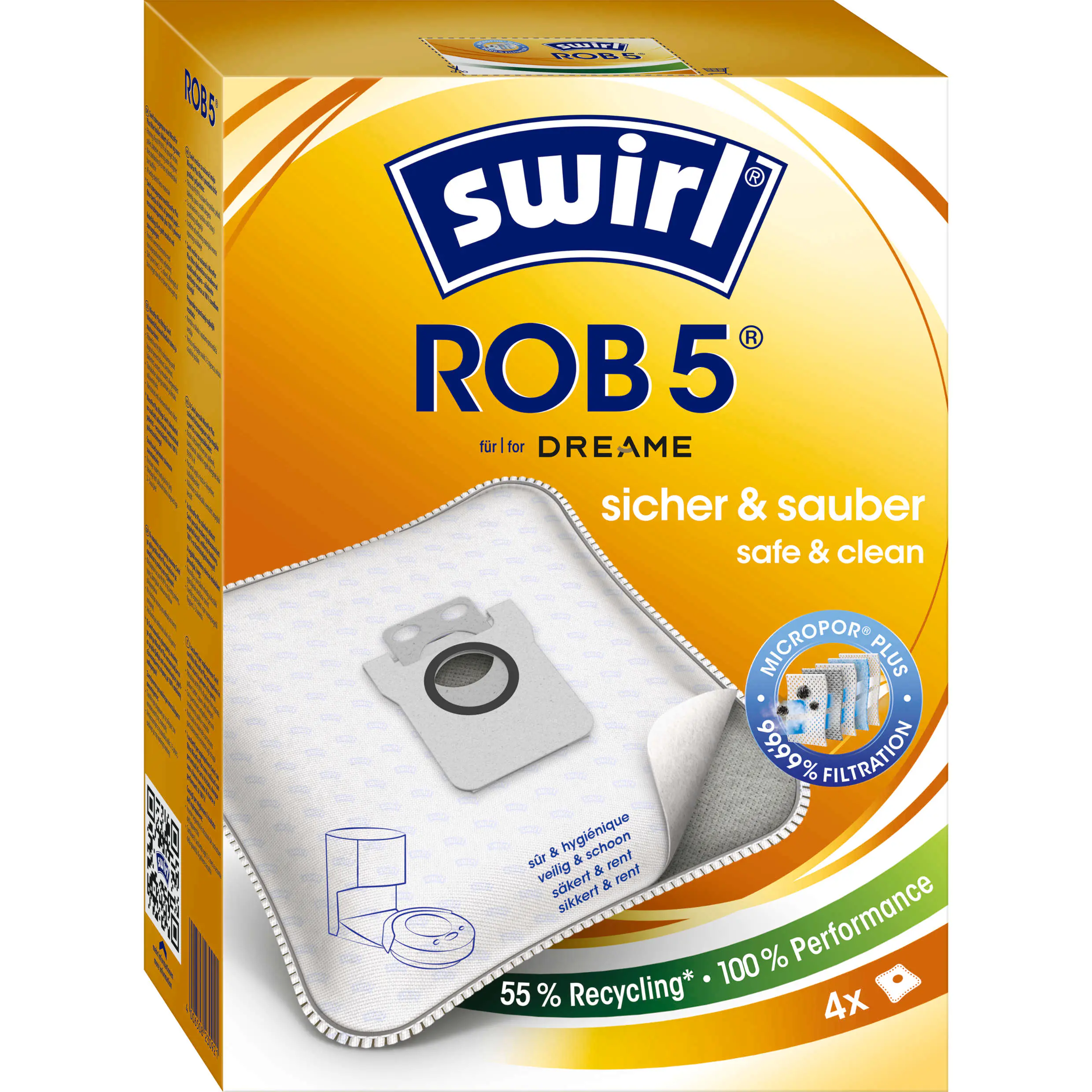 Swirl ROB 5 EcoPor Staubsaugerbeutel 4 Staubbeutel