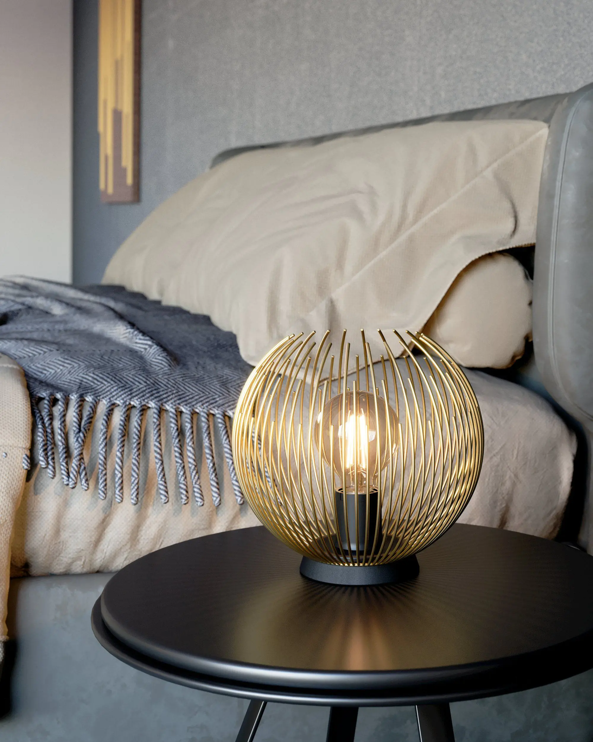 Eglo Tischleuchte Venezuela gold-schwarz Ø 22,5 cm E27, max. 40 W Eglo Tischleuchte Venezuela gold-schwarz Ø 22,5 cm E27, max. 40 W