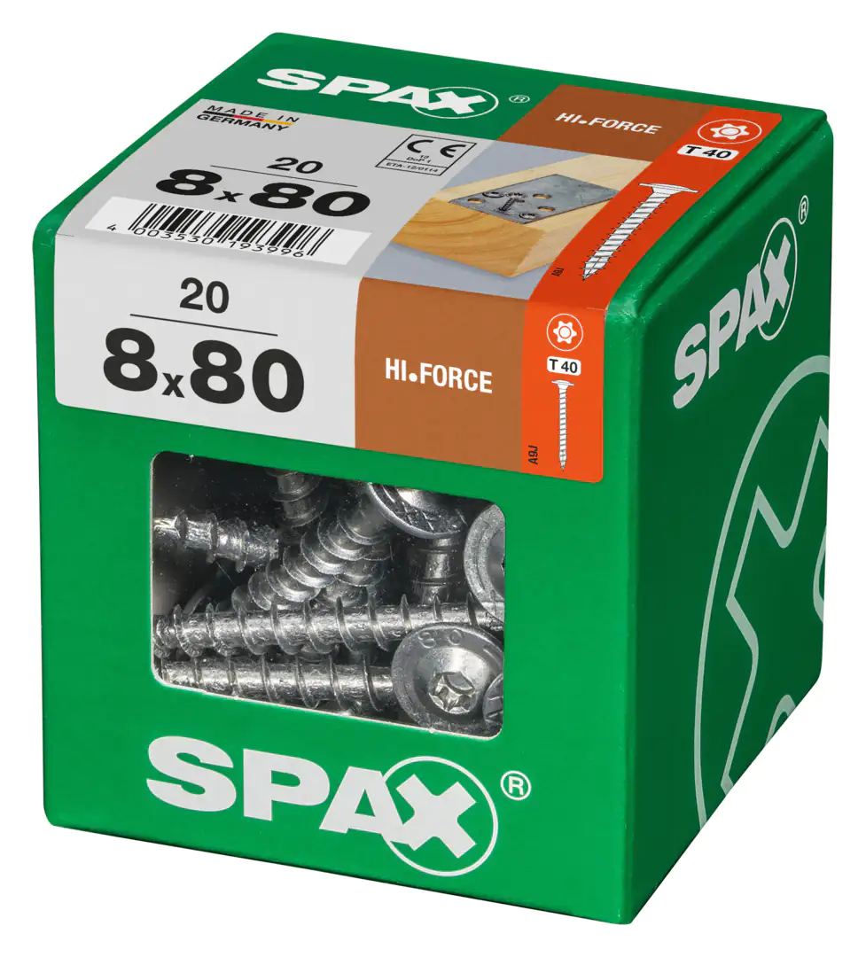 Spax Holzbauschrauben 8.0 x 80 mm TX 40 - 20 Stk.