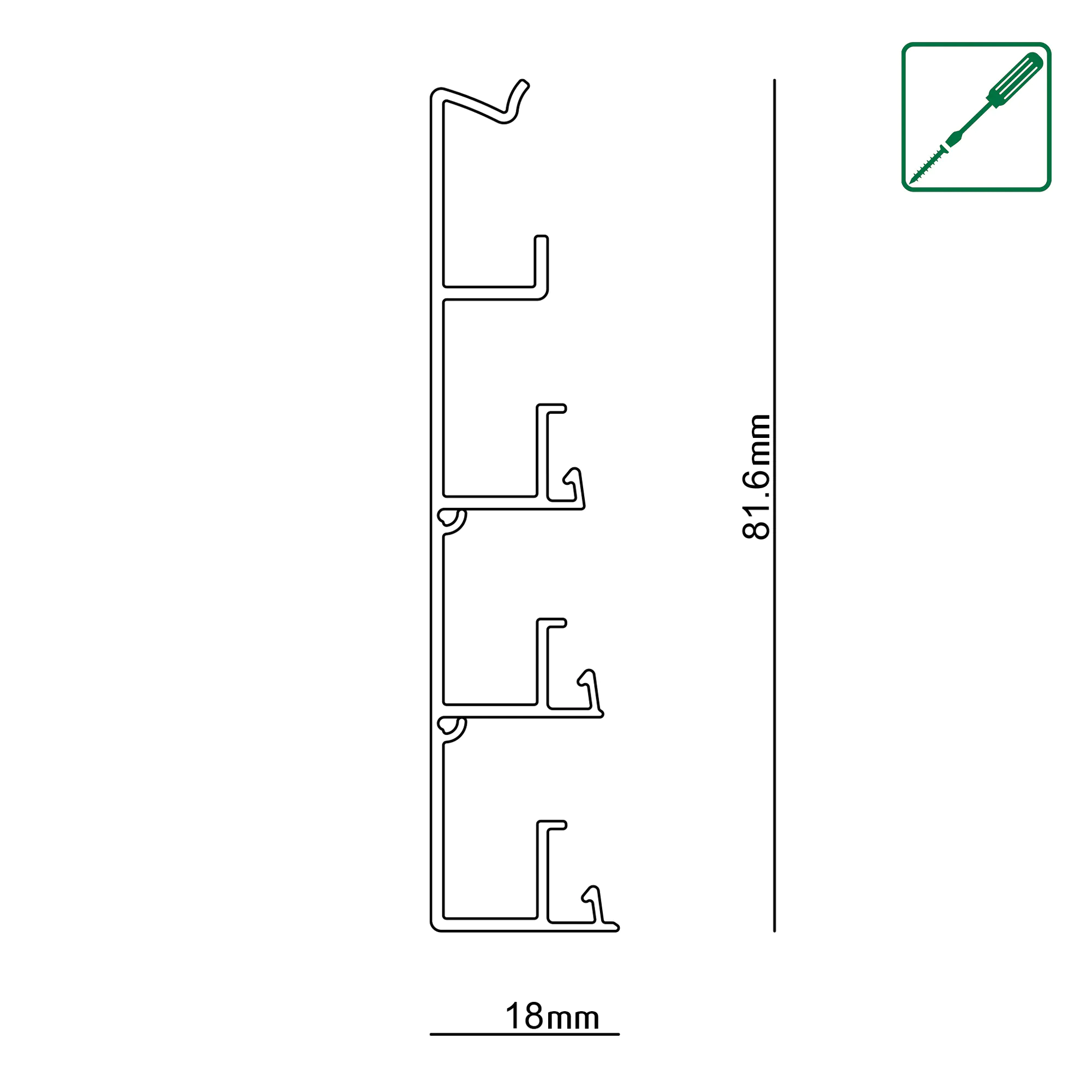 Neuhofer Montageschiene Click-Fix 17 240 x 8 x 2 cm weiß