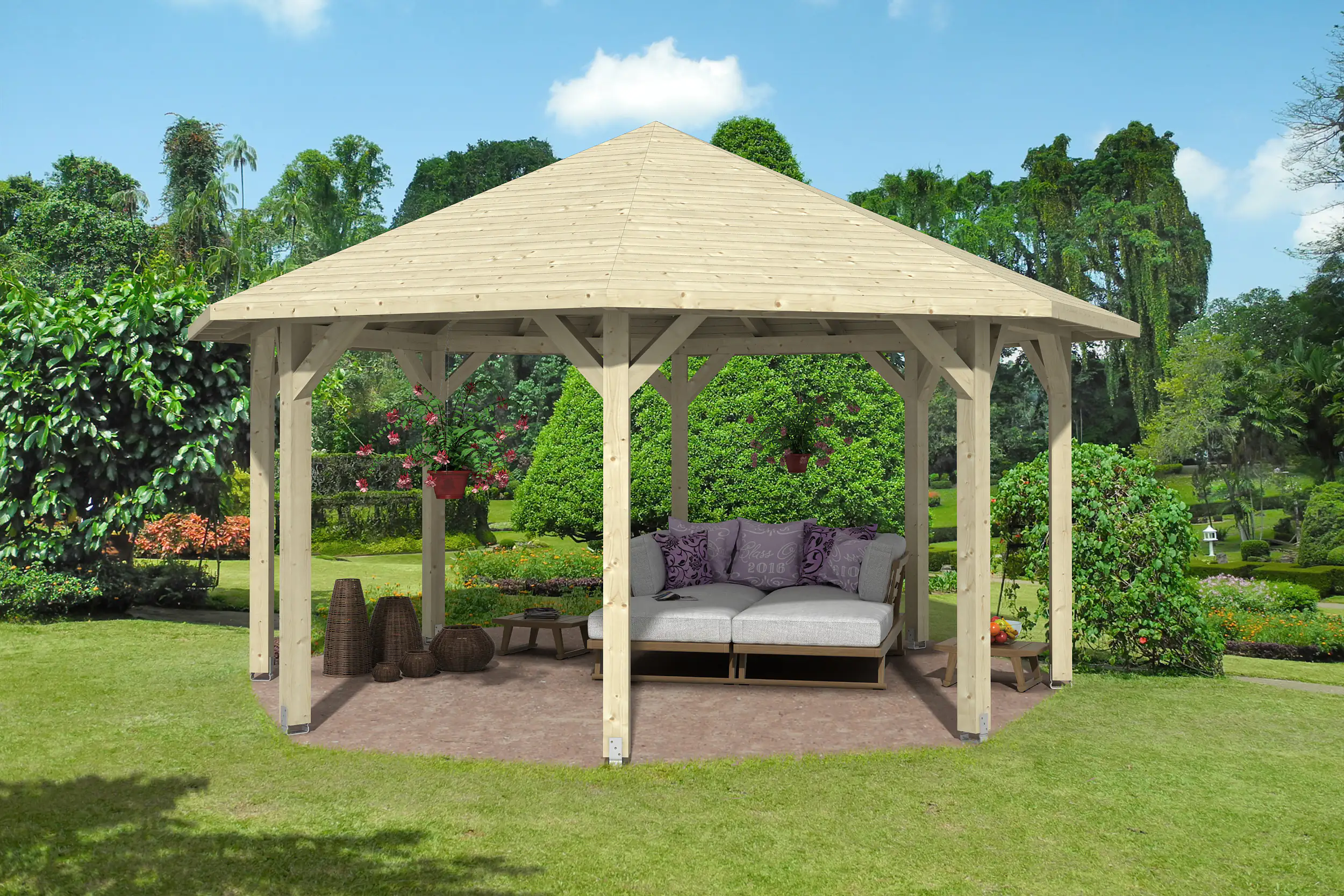 SKAN HOLZ Pavillon Nice 3 Leimholz, natur