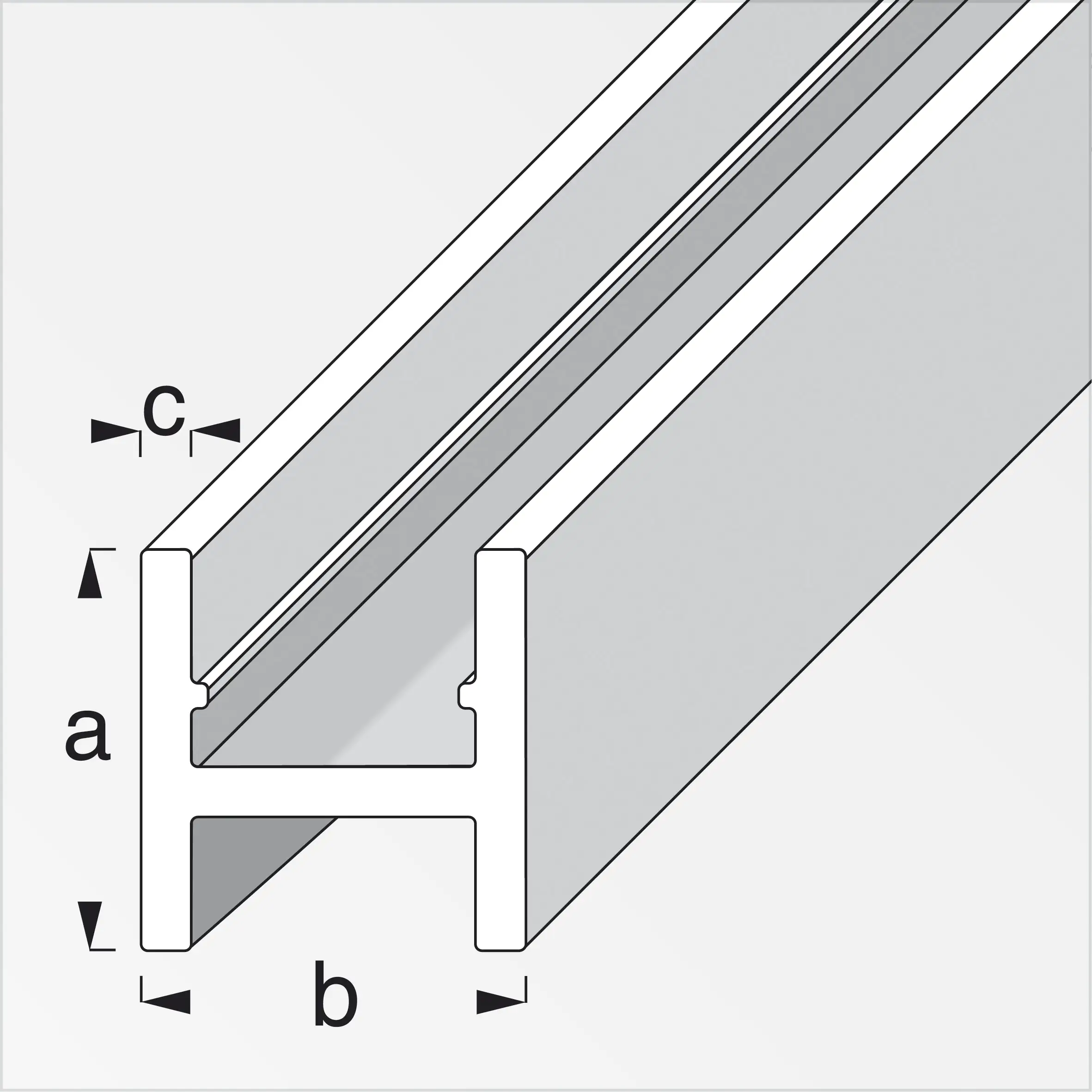 alfer H-Profil 1 m, 16 x 22.5 x 1.5 mm Aluminium eloxiert silber