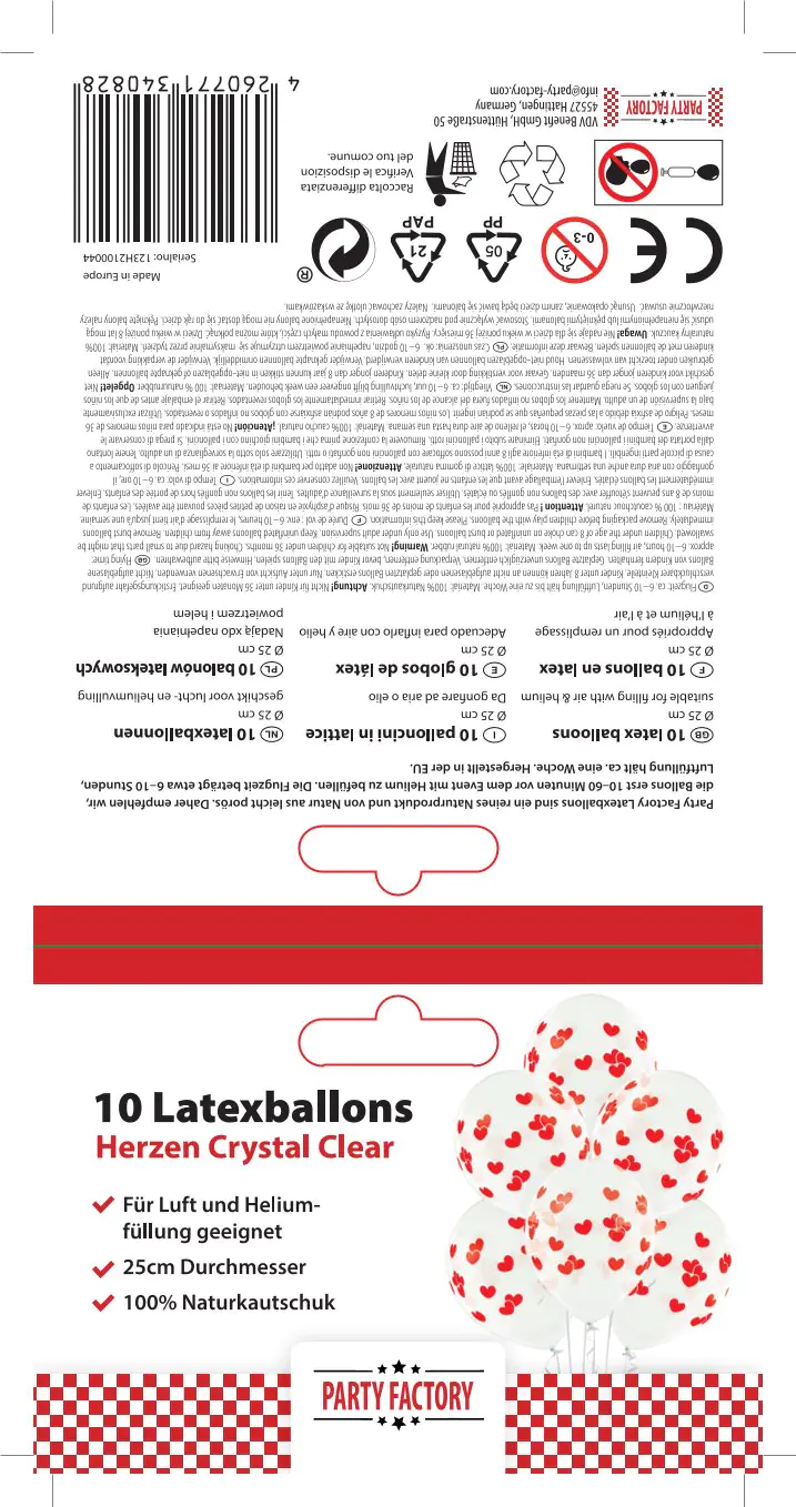 Luftballons Herzen rot Latex 10 Stück